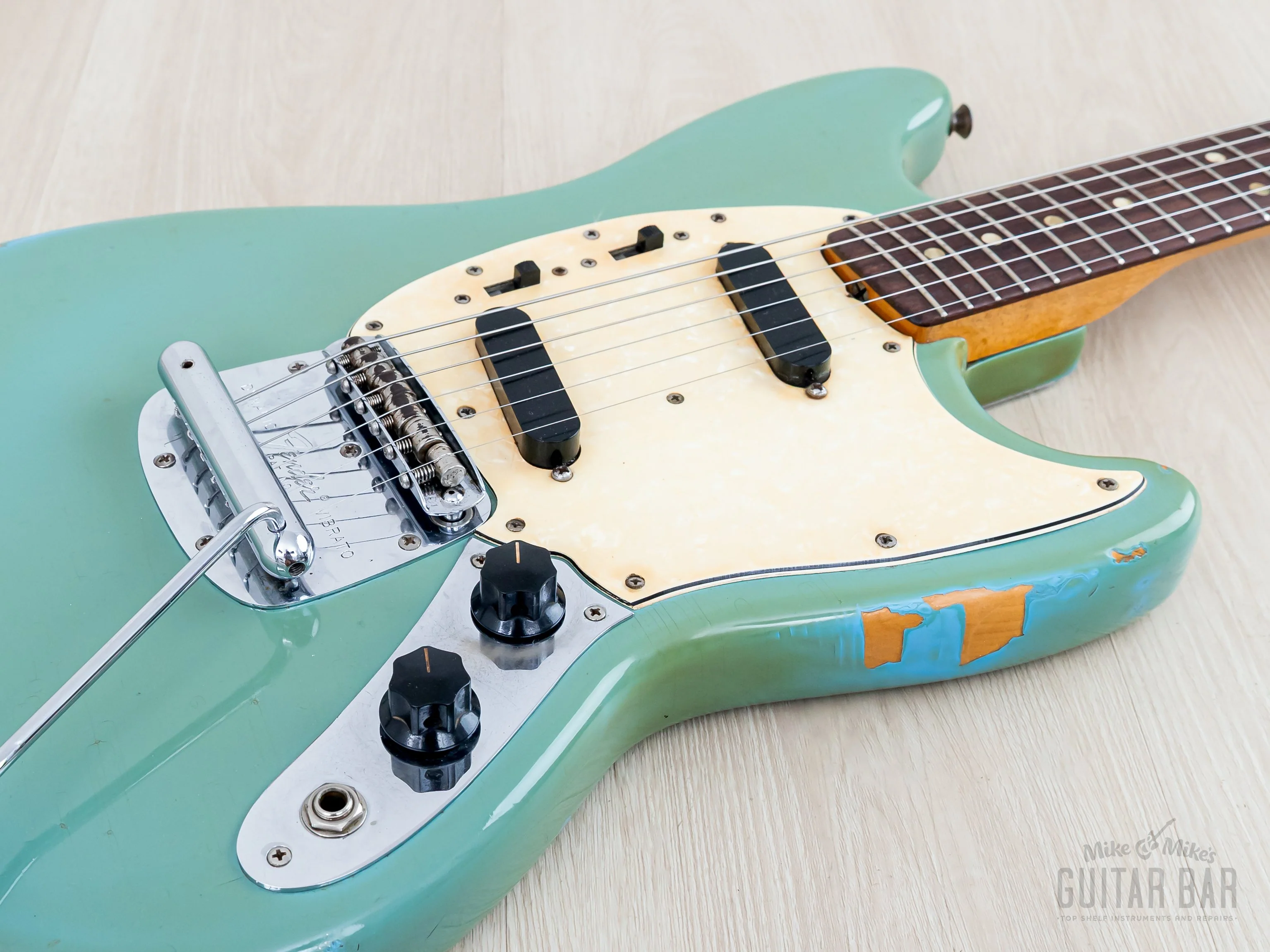 1968 Fender Mustang Vintage Offset Guitar Daphne Blue w/ Case - Image 6