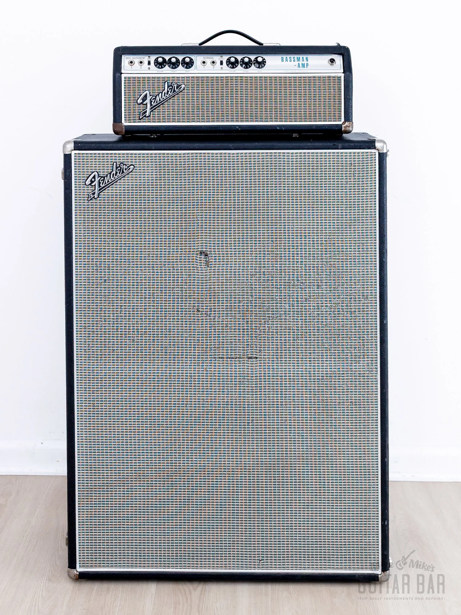 1969 Fender Bassman Drip Edge Silverface Vintage Tube Amp w/ 2x12 Cab, Fully Serviced, Black Panel AA864 - Image 2