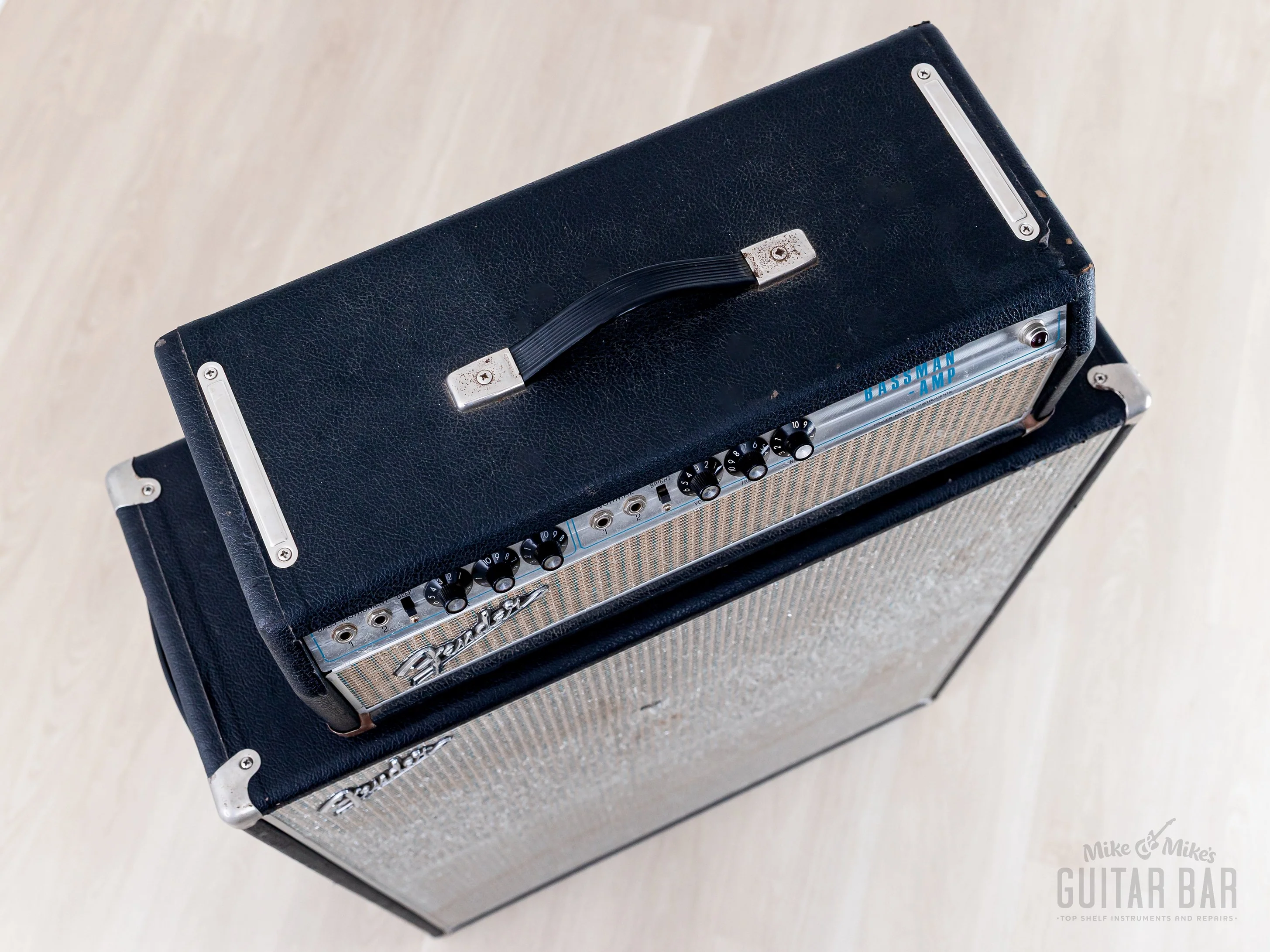 1969 Fender Bassman Drip Edge Silverface Vintage Tube Amp w/ 2x12 Cab, Fully Serviced, Black Panel AA864 - Image 4