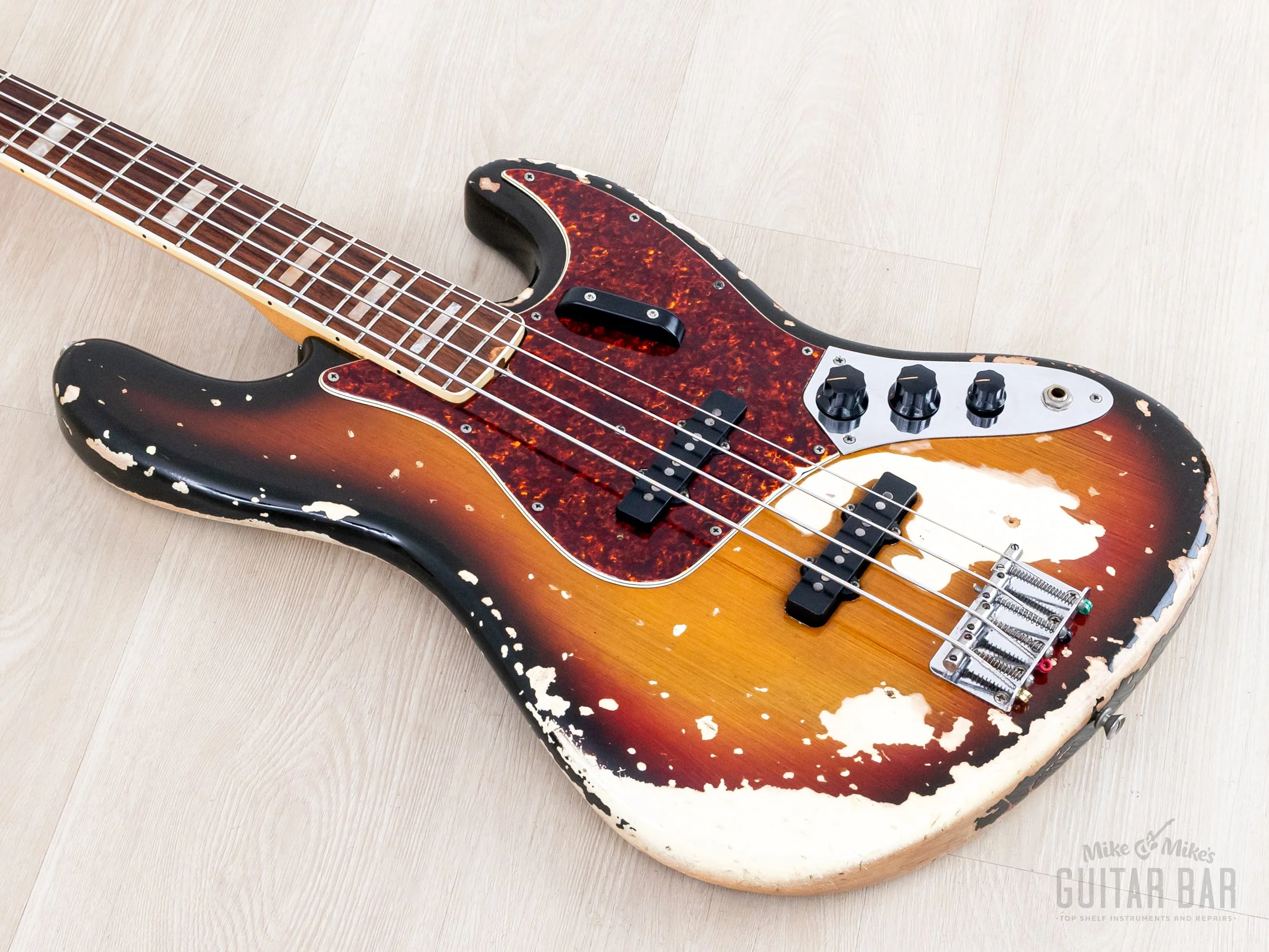 1969 Fender Jazz Bass Sunburst Faux Burst Vintage Bass w/ Case - Image 10