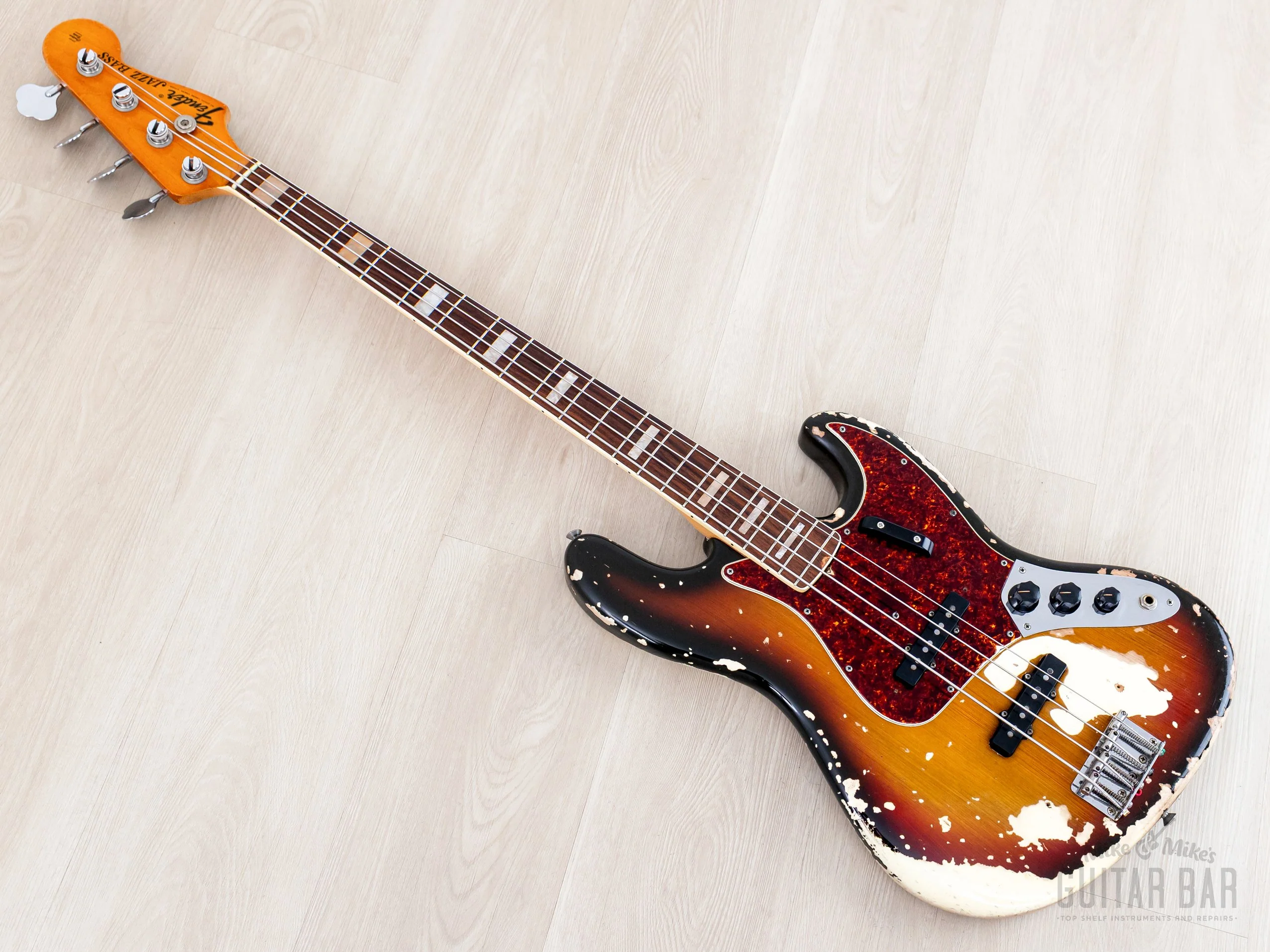 1969 Fender Jazz Bass Sunburst Faux Burst Vintage Bass w/ Case - Image 12