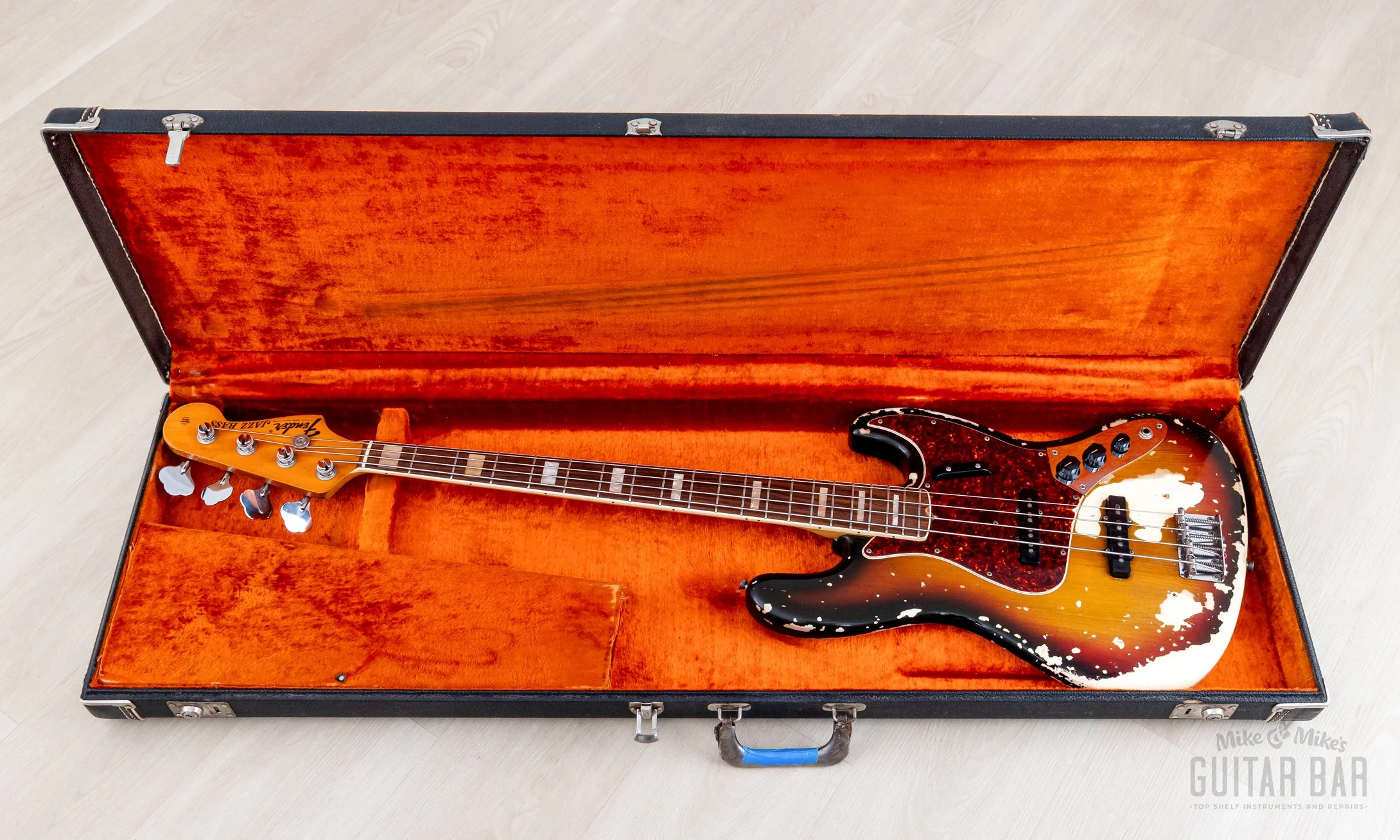 1969 Fender Jazz Bass Sunburst Faux Burst Vintage Bass w/ Case - Image 24