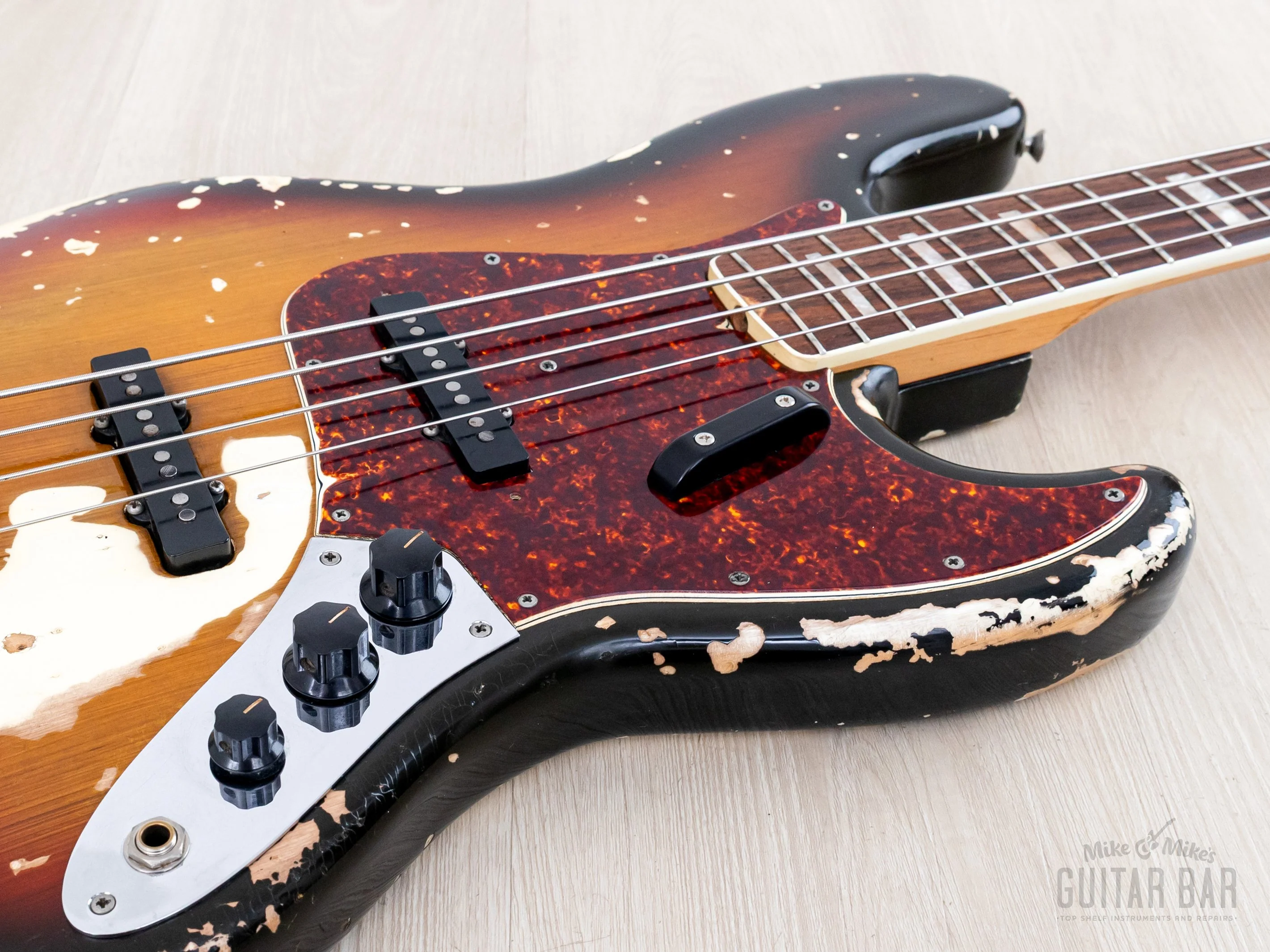 1969 Fender Jazz Bass Sunburst Faux Burst Vintage Bass w/ Case - Image 6