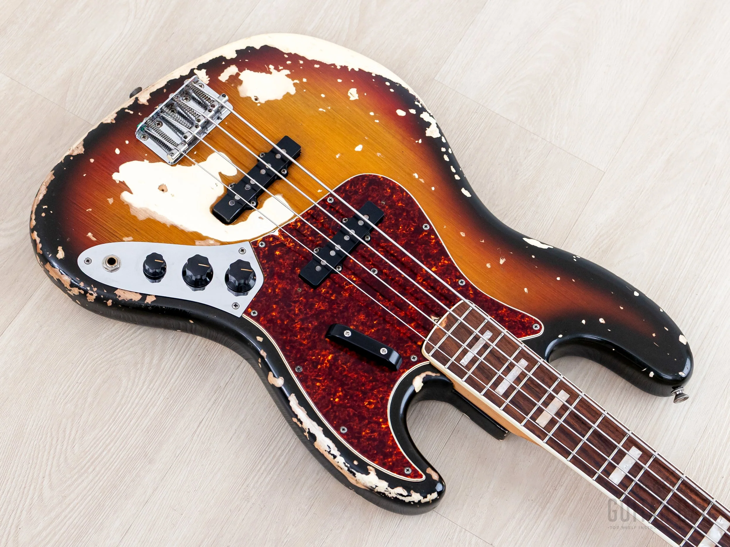 1969 Fender Jazz Bass Sunburst Faux Burst Vintage Bass w/ Case - Image 9