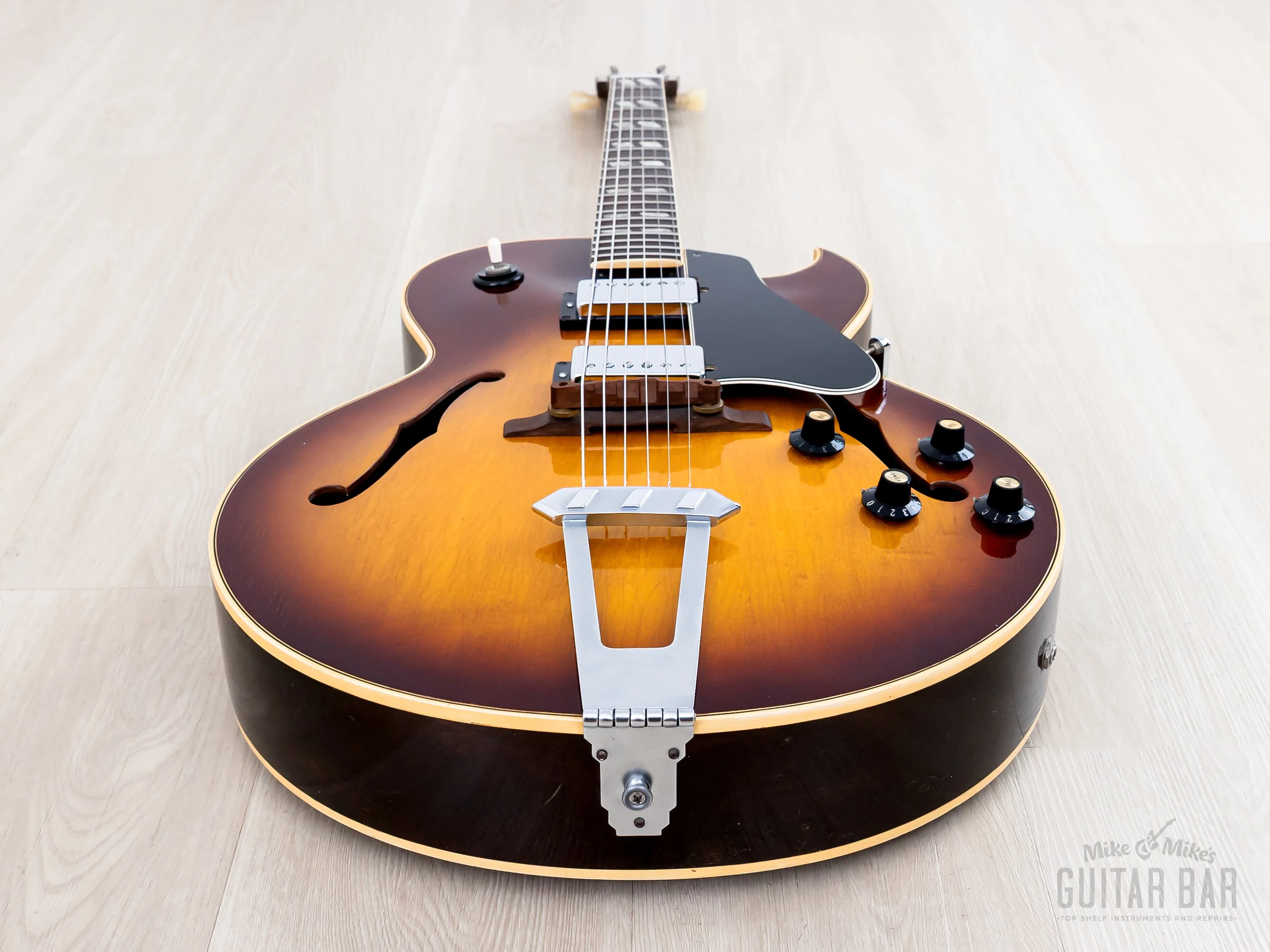 1969 Gibson ES-175 D Vintage Hollowbody Guitar Ice Tea Sunburst w/ Pre-T Top Patent Stickers, Case - Image 12