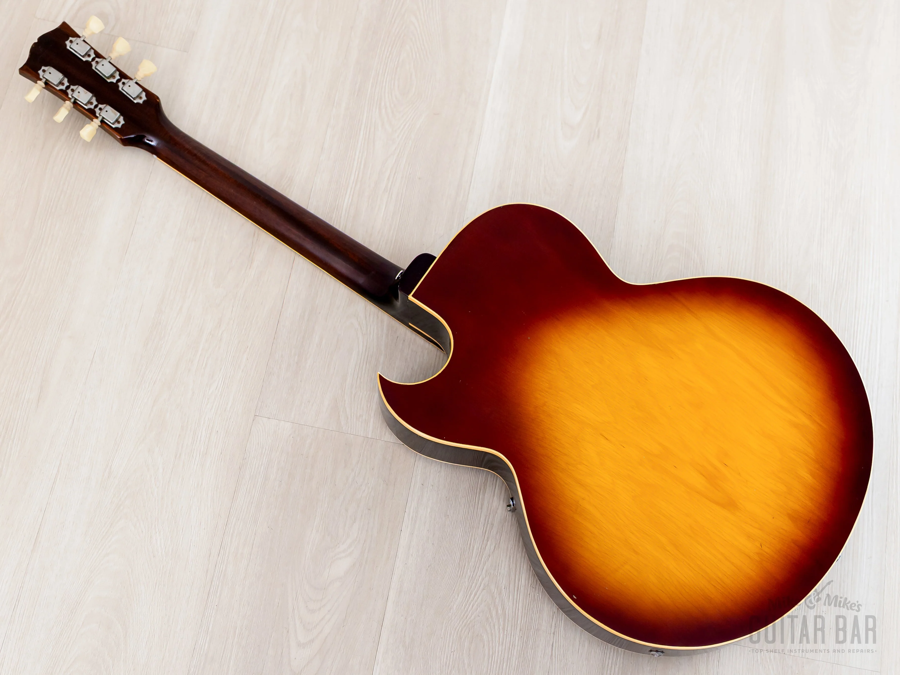 1969 Gibson ES-175 D Vintage Hollowbody Guitar Ice Tea Sunburst w/ Pre-T Top Patent Stickers, Case - Image 14