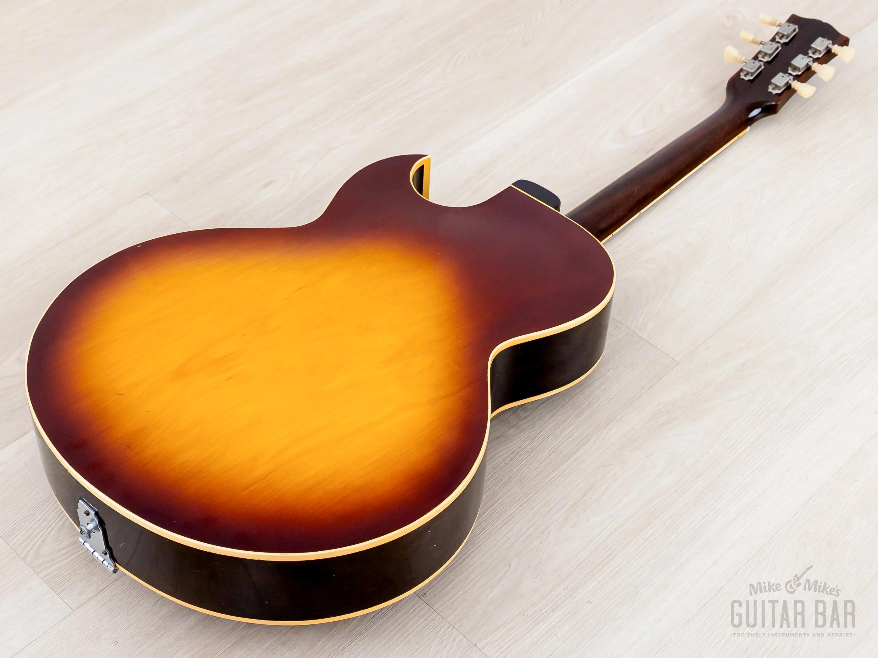 1969 Gibson ES-175 D Vintage Hollowbody Guitar Ice Tea Sunburst w/ Pre-T Top Patent Stickers, Case - Image 15