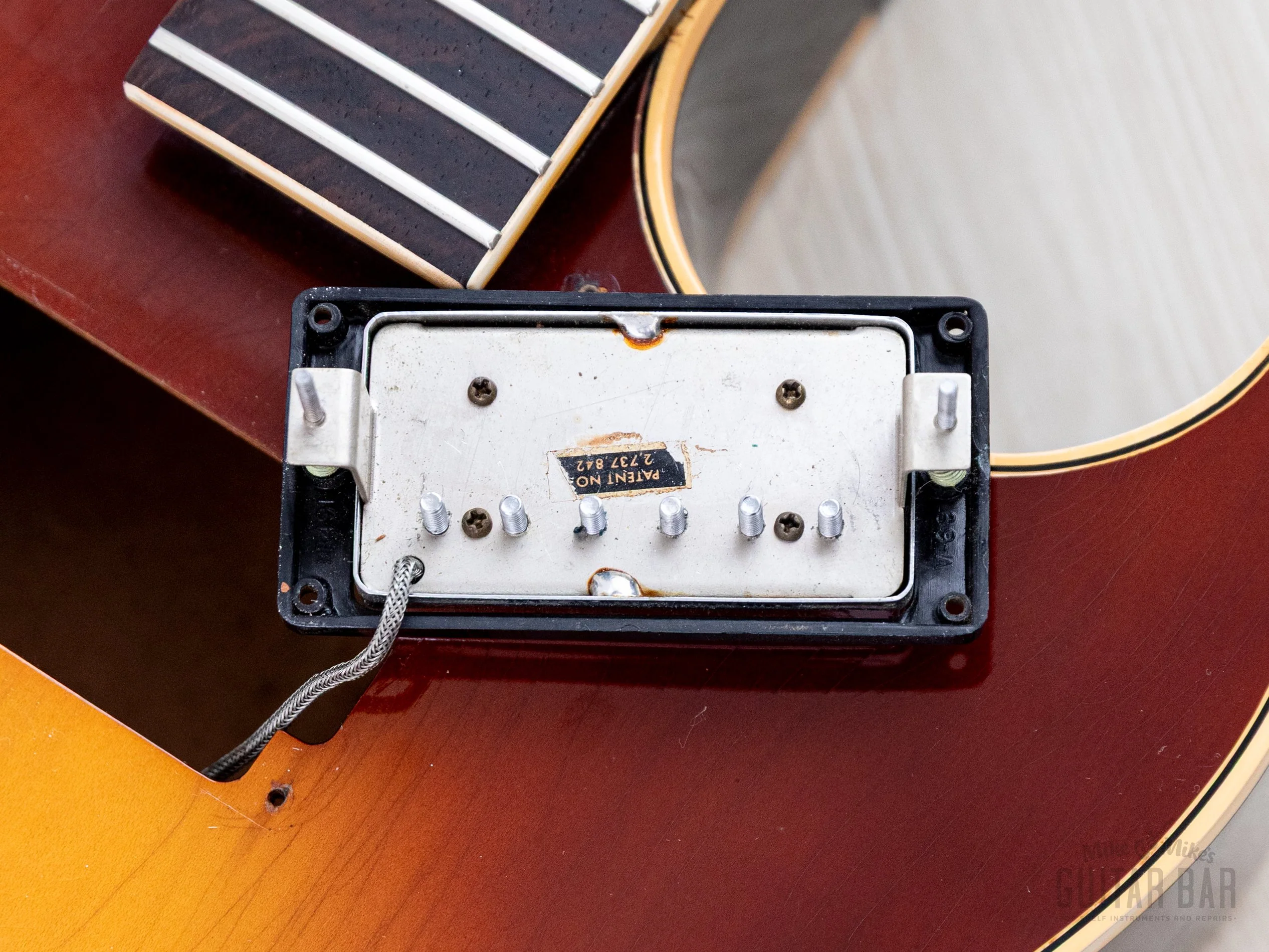 1969 Gibson ES-175 D Vintage Hollowbody Guitar Ice Tea Sunburst w/ Pre-T Top Patent Stickers, Case - Image 18