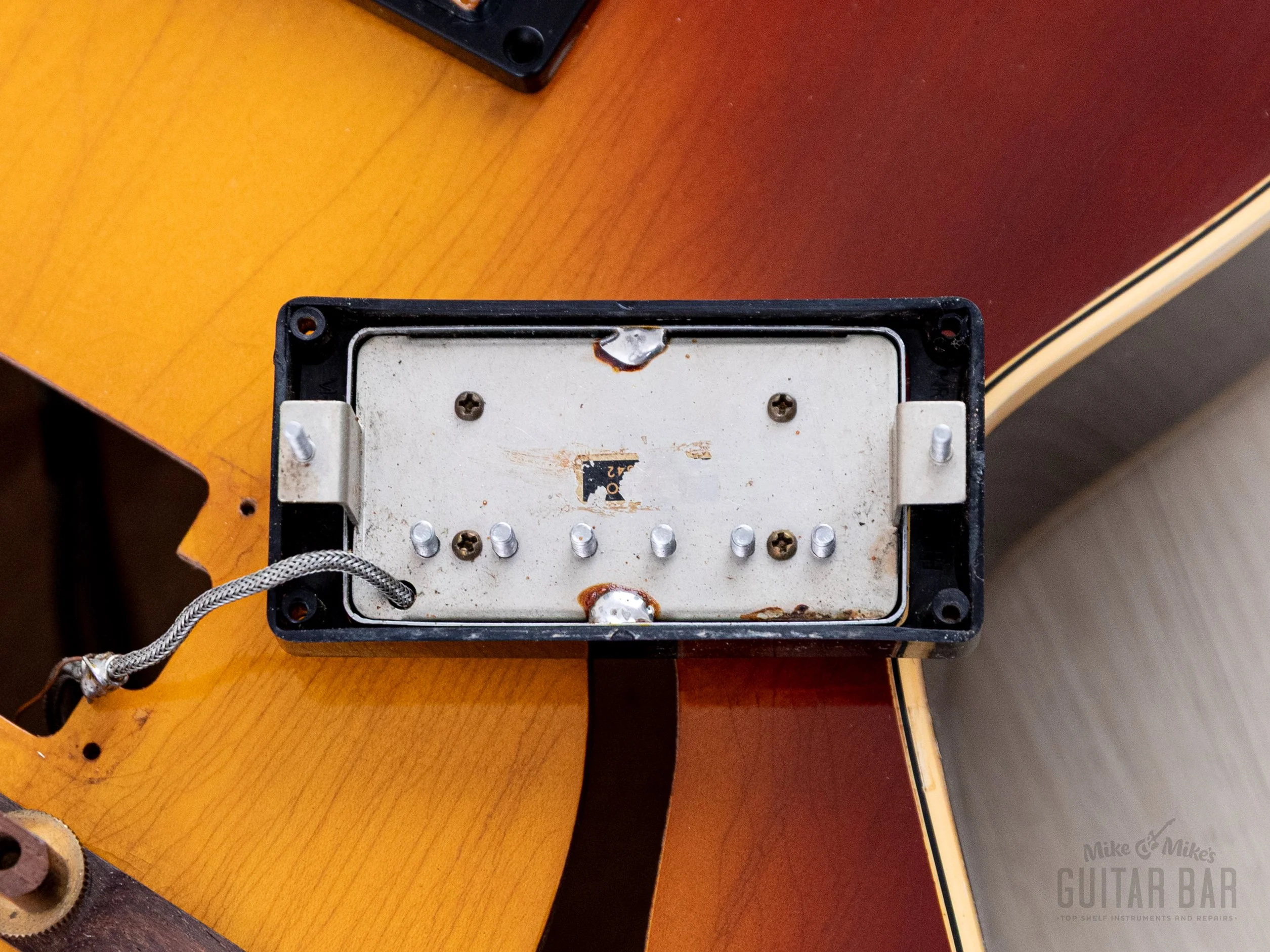 1969 Gibson ES-175 D Vintage Hollowbody Guitar Ice Tea Sunburst w/ Pre-T Top Patent Stickers, Case - Image 19