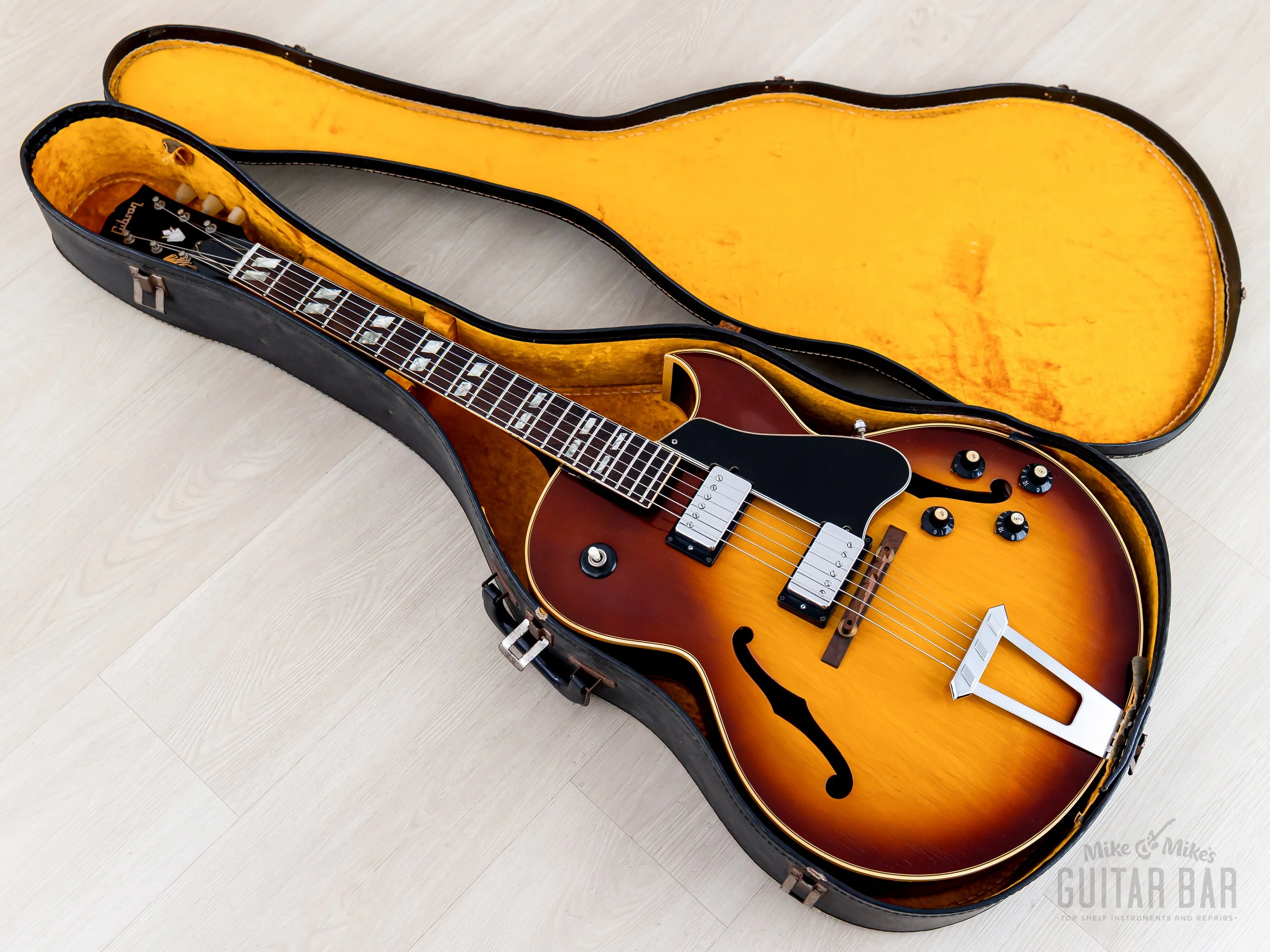 1969 Gibson ES-175 D Vintage Hollowbody Guitar Ice Tea Sunburst w/ Pre-T Top Patent Stickers, Case - Image 21