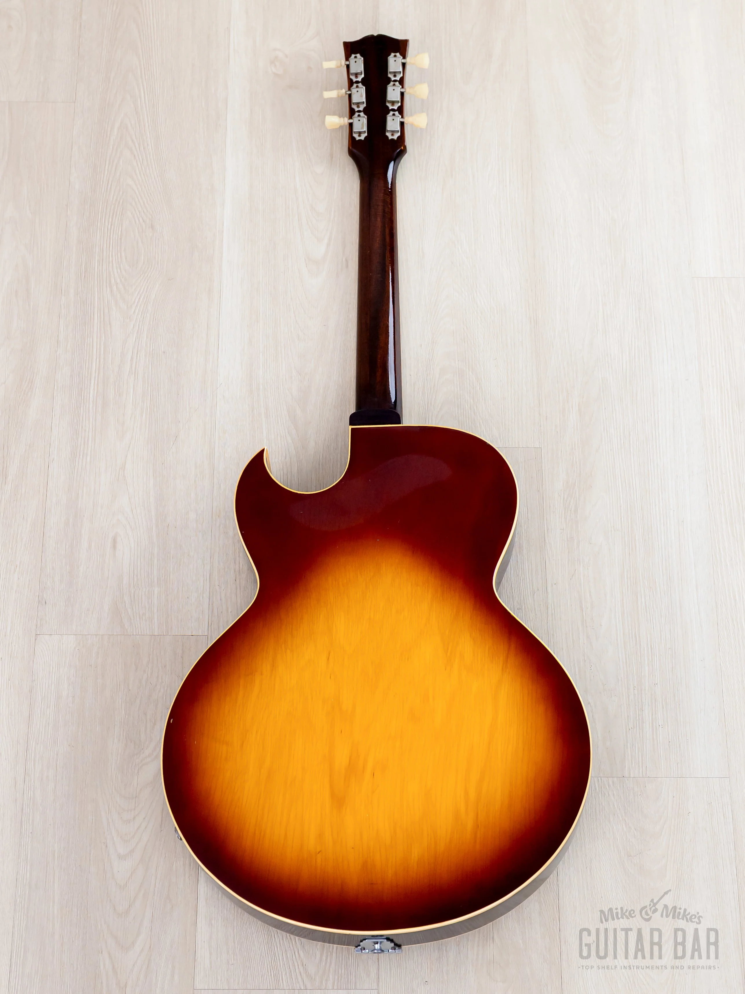 1969 Gibson ES-175 D Vintage Hollowbody Guitar Ice Tea Sunburst w/ Pre-T Top Patent Stickers, Case - Image 3