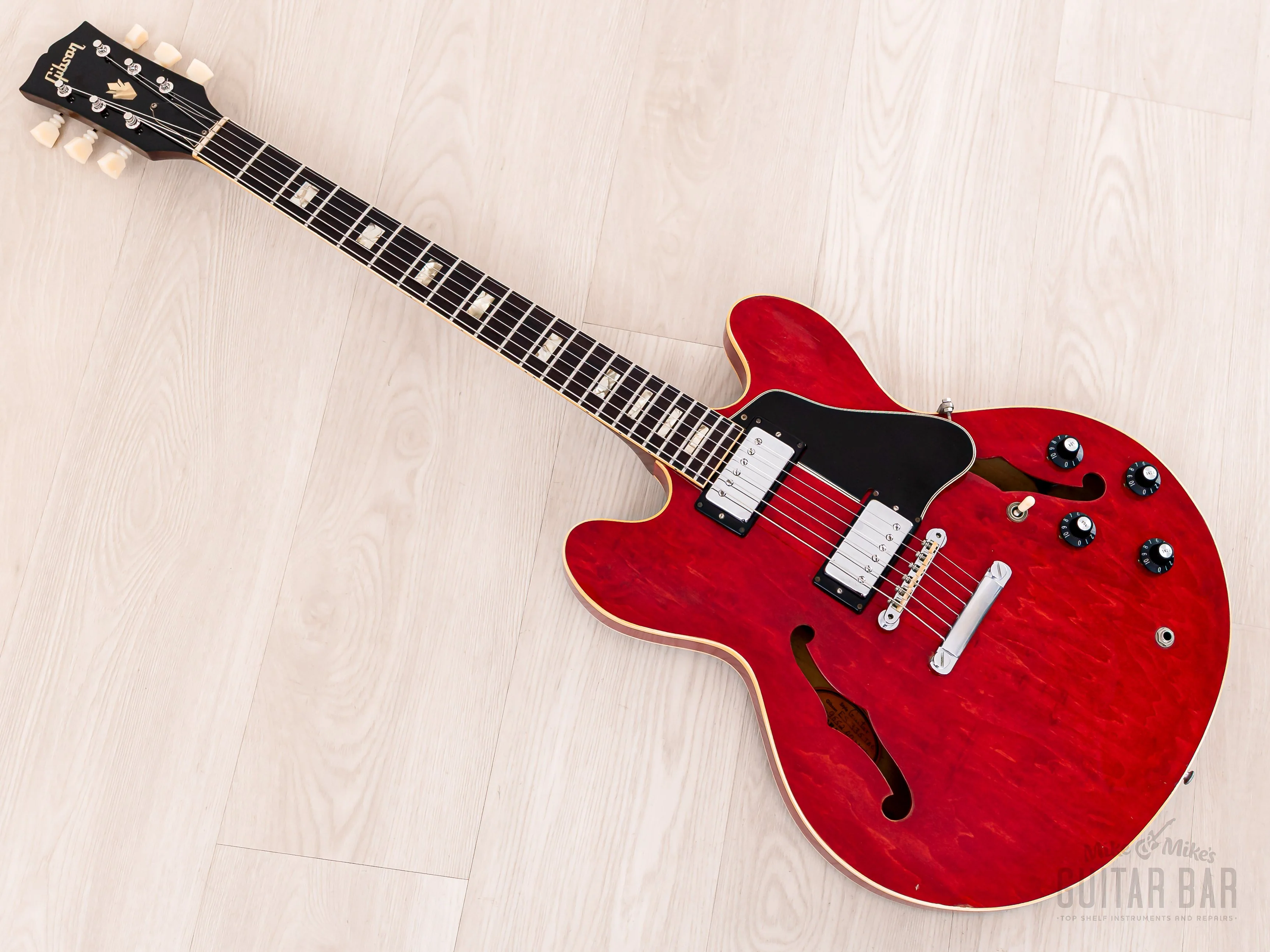1969 Gibson ES-335 TDC Vintage Guitar Cherry, Stoptail Conversion w/ Pat # T Tops & Case - Image 12