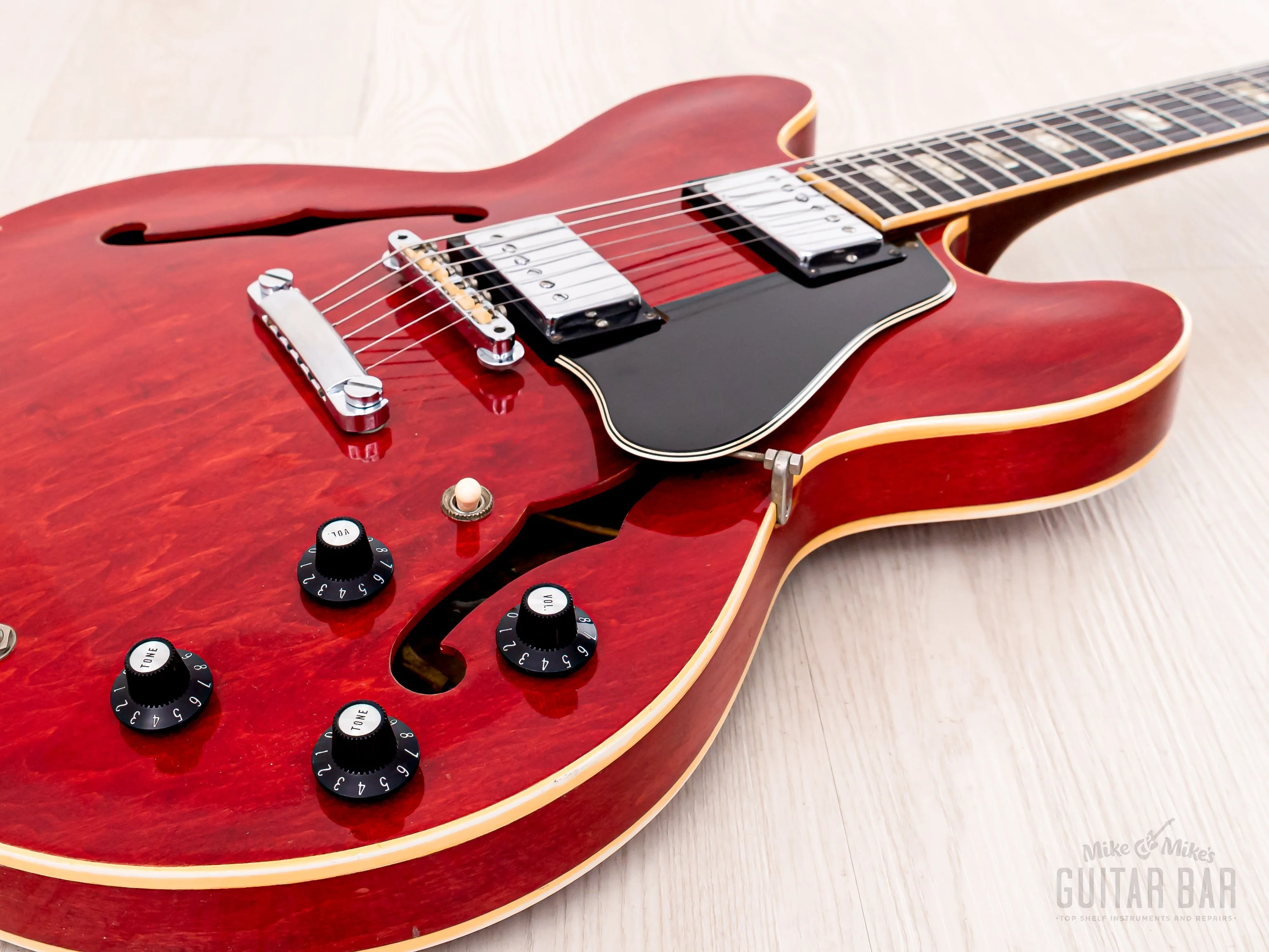 1969 Gibson ES-335 TDC Vintage Guitar Cherry, Stoptail Conversion w/ Pat # T Tops & Case - Image 7
