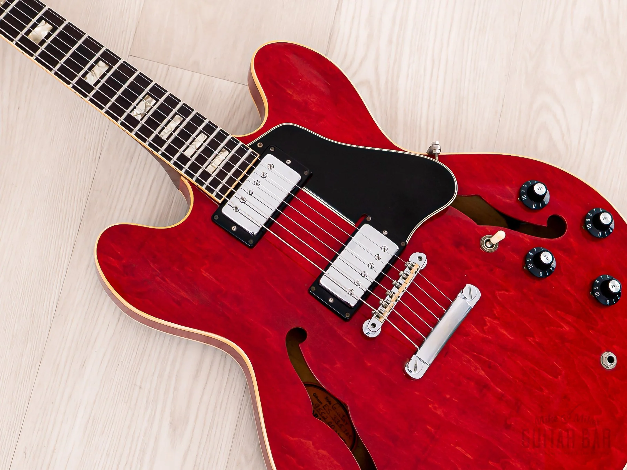 1969 Gibson ES-335 TDC Vintage Guitar Cherry, Stoptail Conversion w/ Pat # T Tops & Case - Image 8