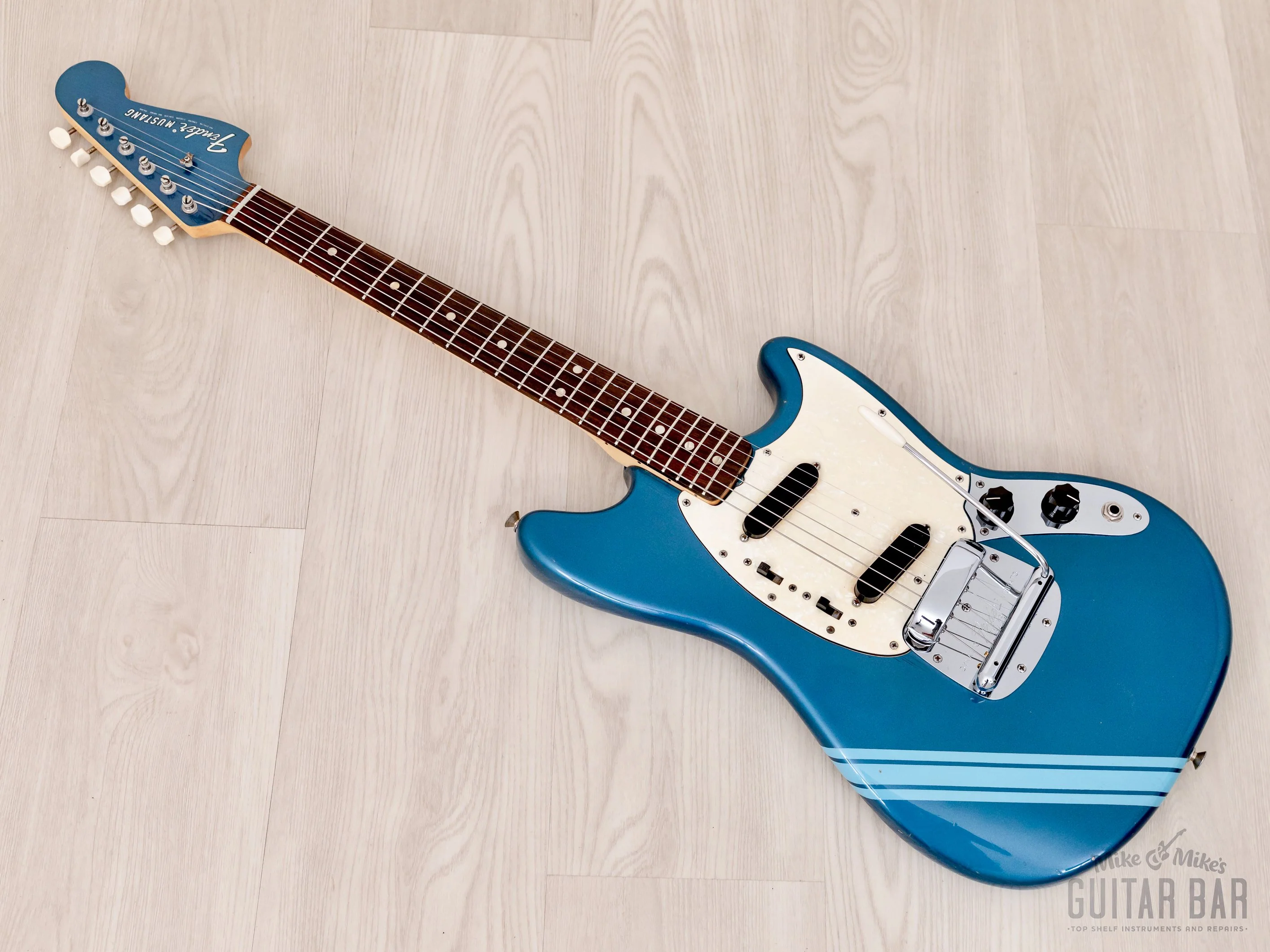 1970 Fender Competition Mustang Competition Burgundy + Headstock, Short Scale Vintage Guitar, 100% Original w/ Case - Image 12