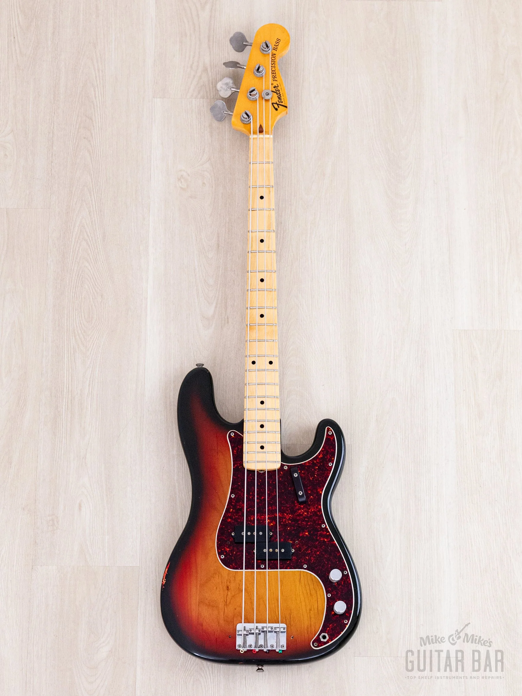 1973 Fender Precision Bass Sunburst Vintage Bass, Lightweight w/ "A" 1 1/2" Nut & Case - Image 2