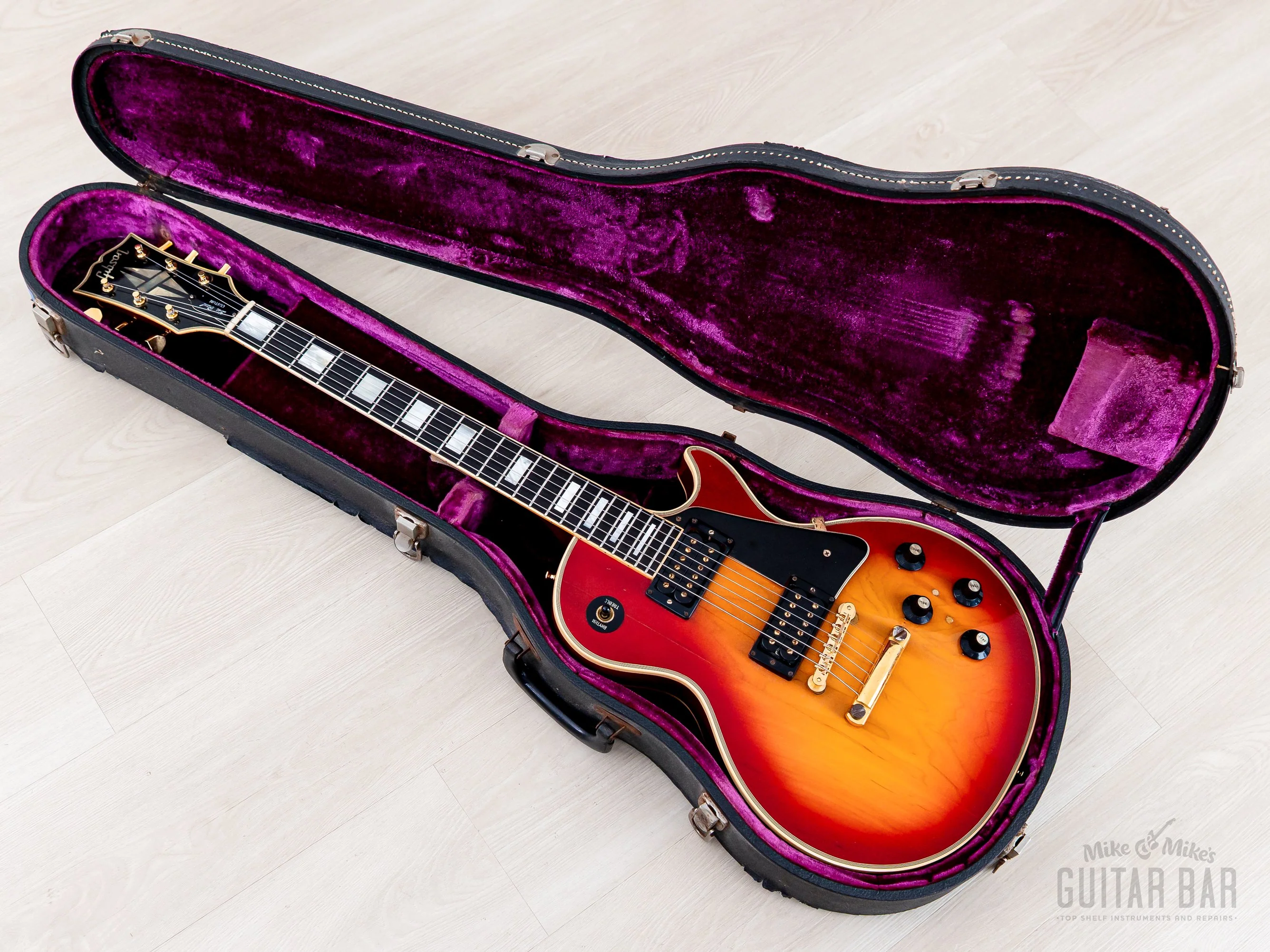 1973 Gibson Les Paul Custom Vintage Guitar Cherry Sunburst w/ T Tops, Case - Image 20
