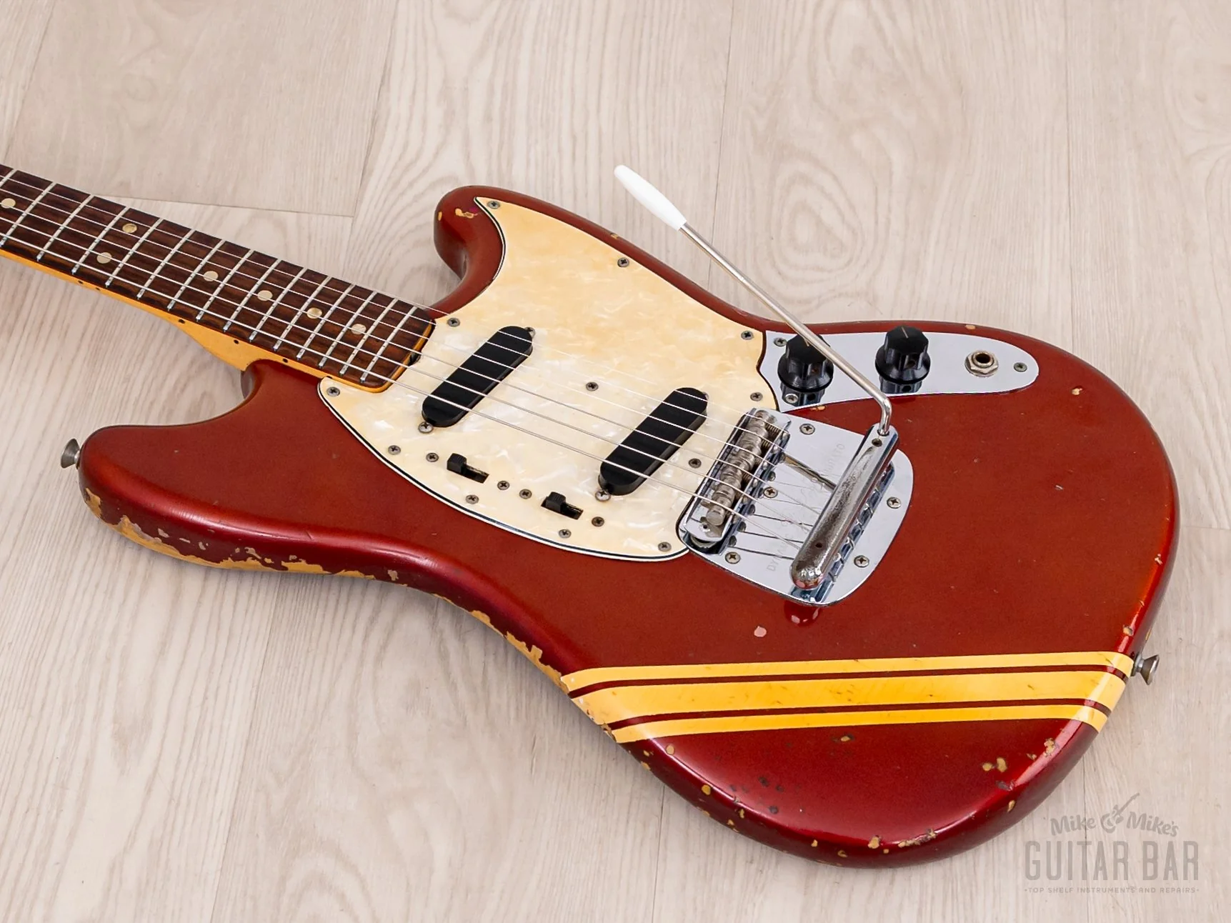 1974 Fender Competition Mustang Vintage Offset Guitar Competition Red w/ Case - Image 10