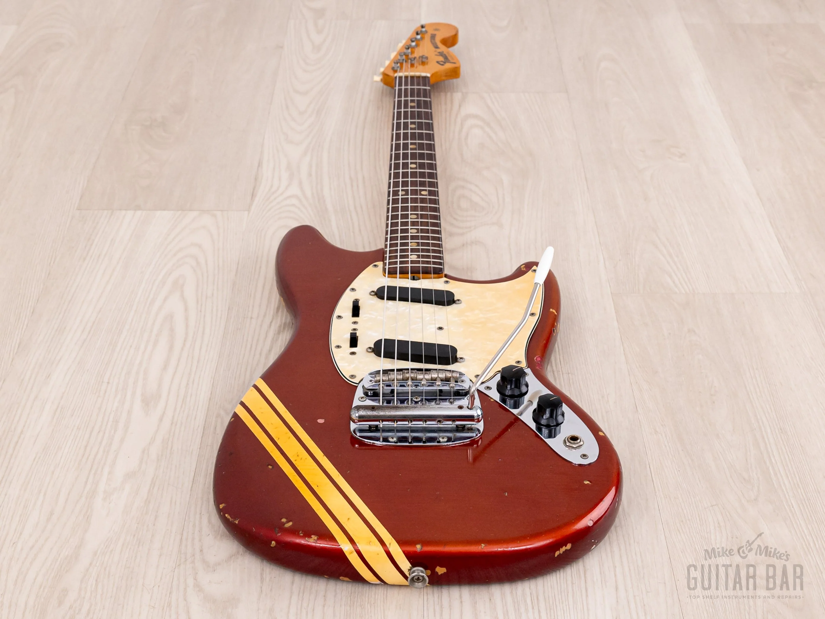 1974 Fender Competition Mustang Vintage Offset Guitar Competition Red w/ Case - Image 11