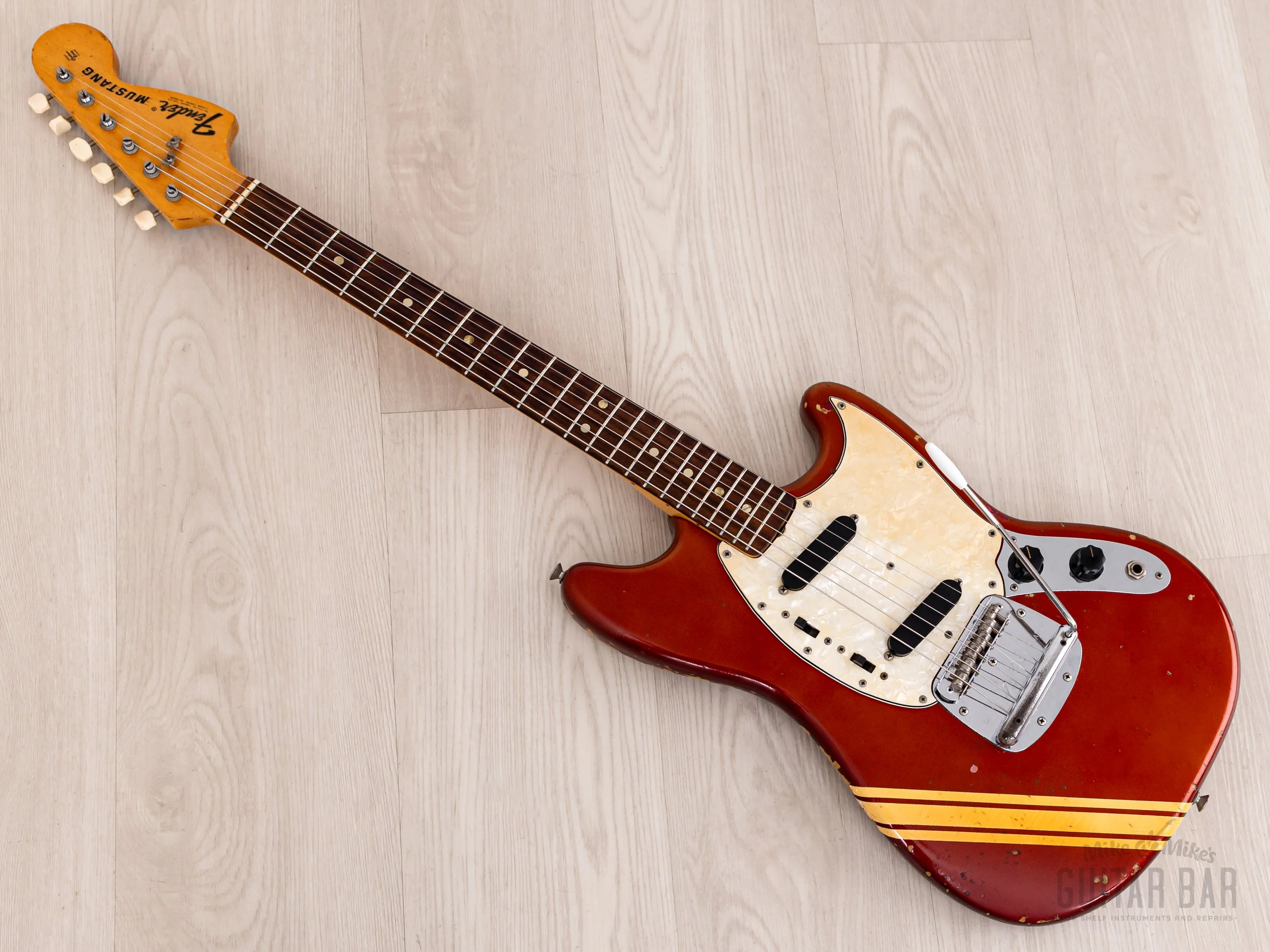 1974 Fender Competition Mustang Vintage Offset Guitar Competition Red w/ Case - Image 12