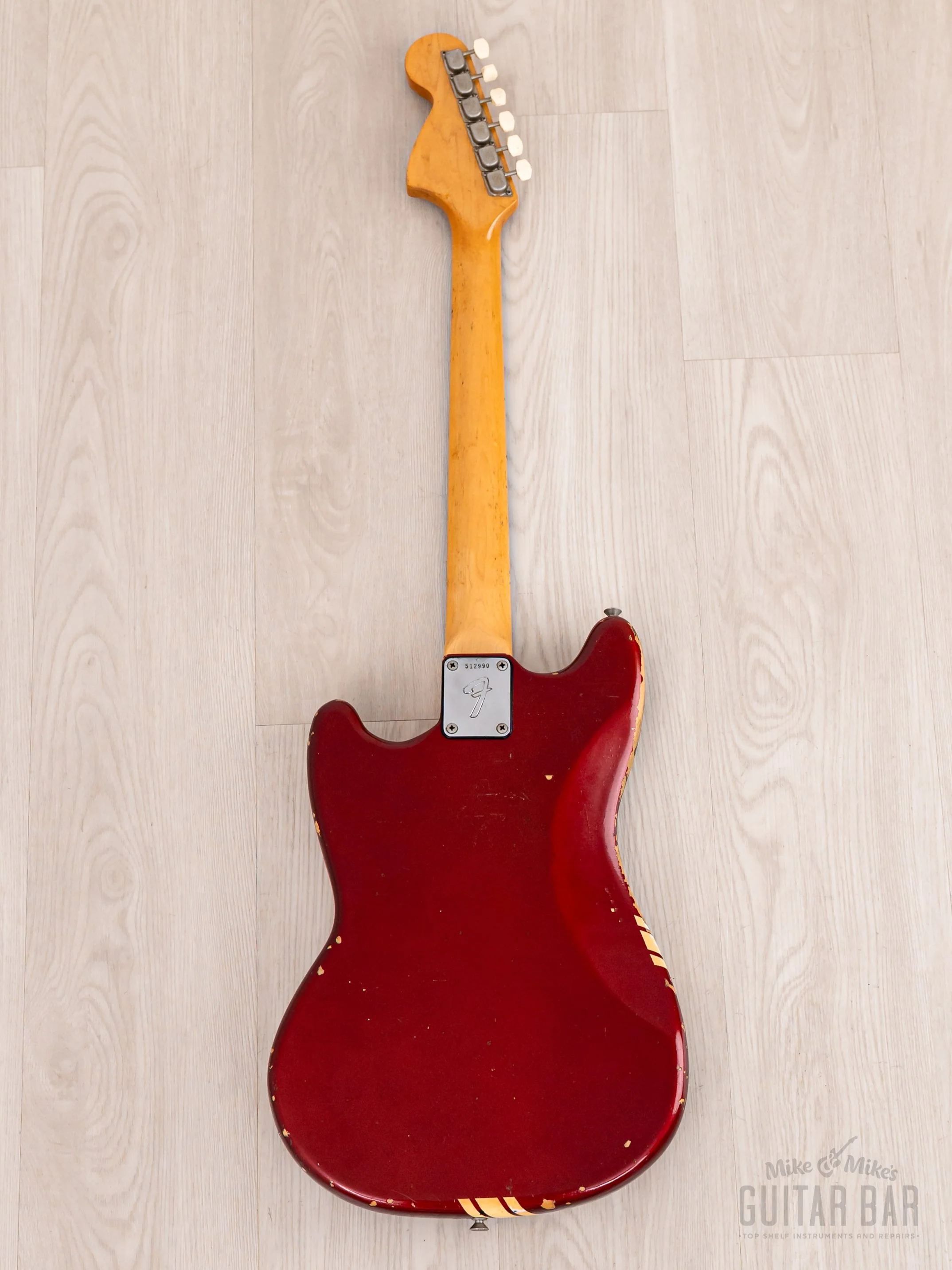 1974 Fender Competition Mustang Vintage Offset Guitar Competition Red w/ Case - Image 3