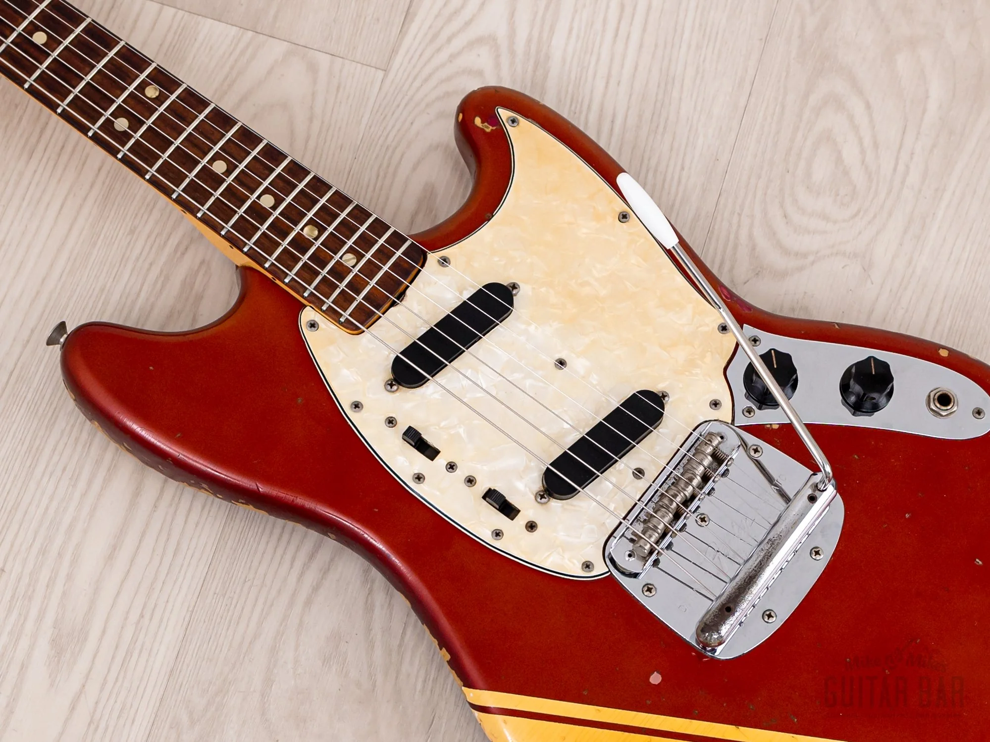 1974 Fender Competition Mustang Vintage Offset Guitar Competition Red w/ Case - Image 7