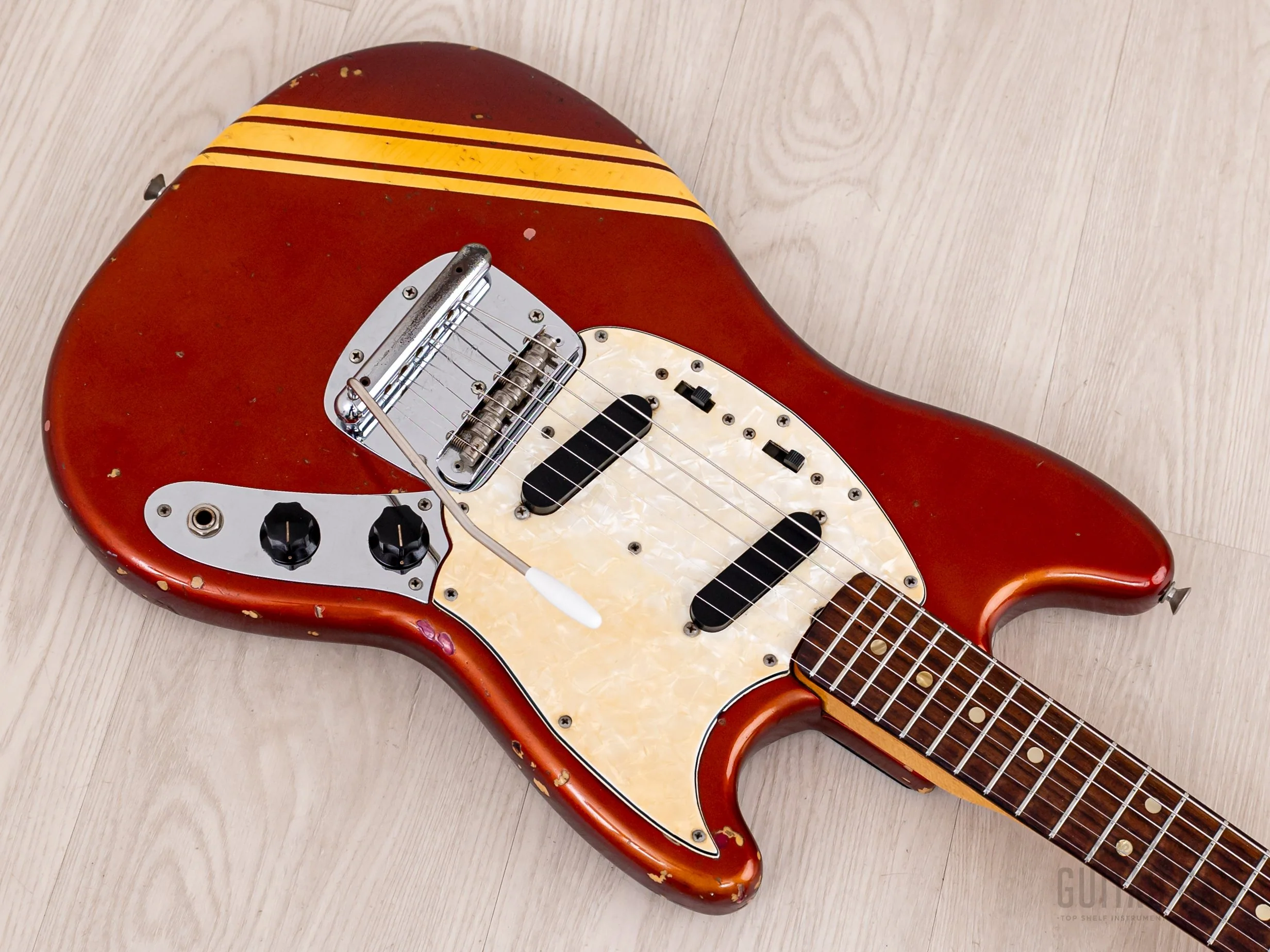1974 Fender Competition Mustang Vintage Offset Guitar Competition Red w/ Case - Image 9