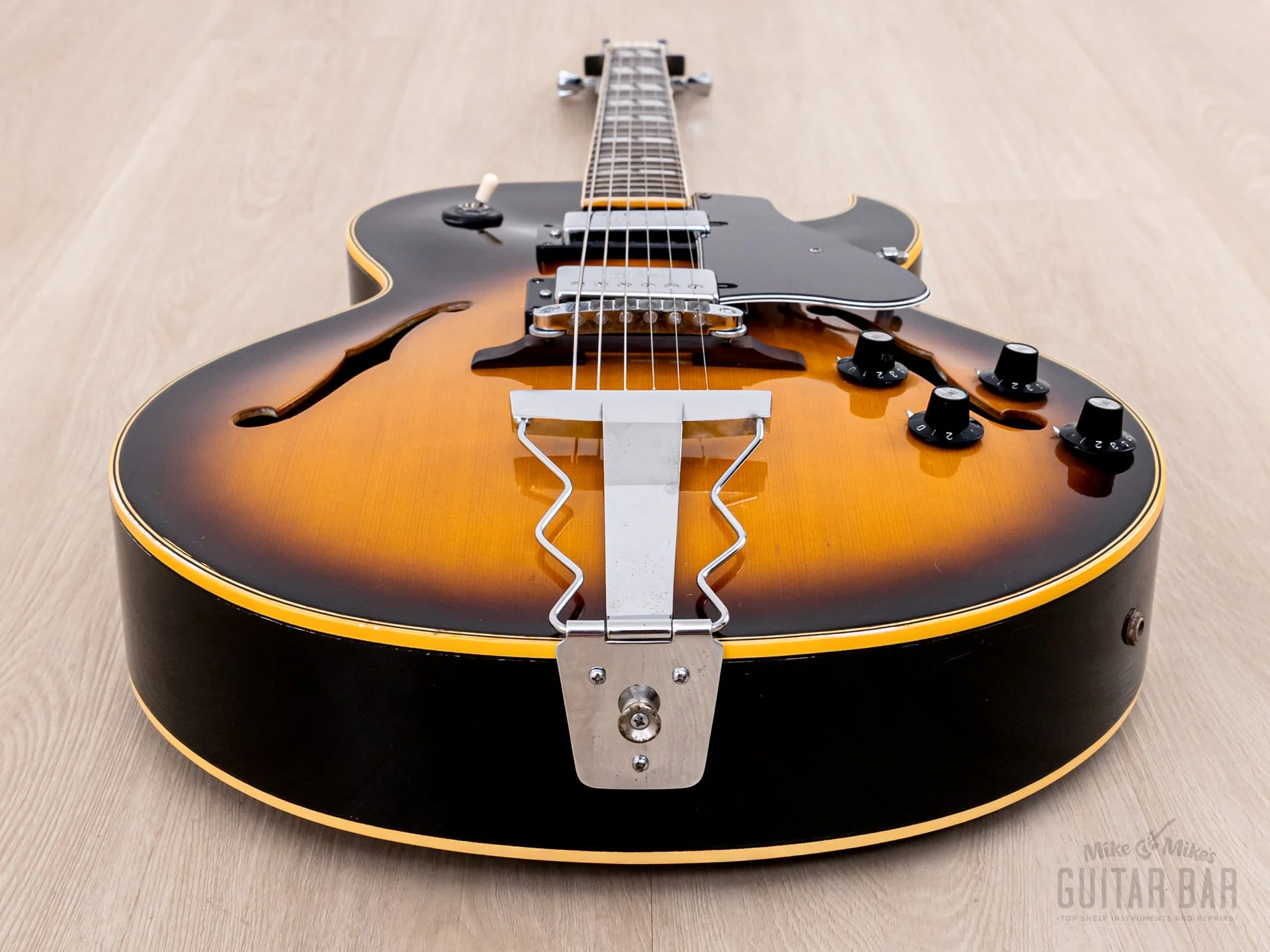 1974 Greco S-55 Vintage Hollowbody Guitar ES-175-Spec Sunburst w/ Embossed Pickups & Case, Japan Fujigen - Image 10