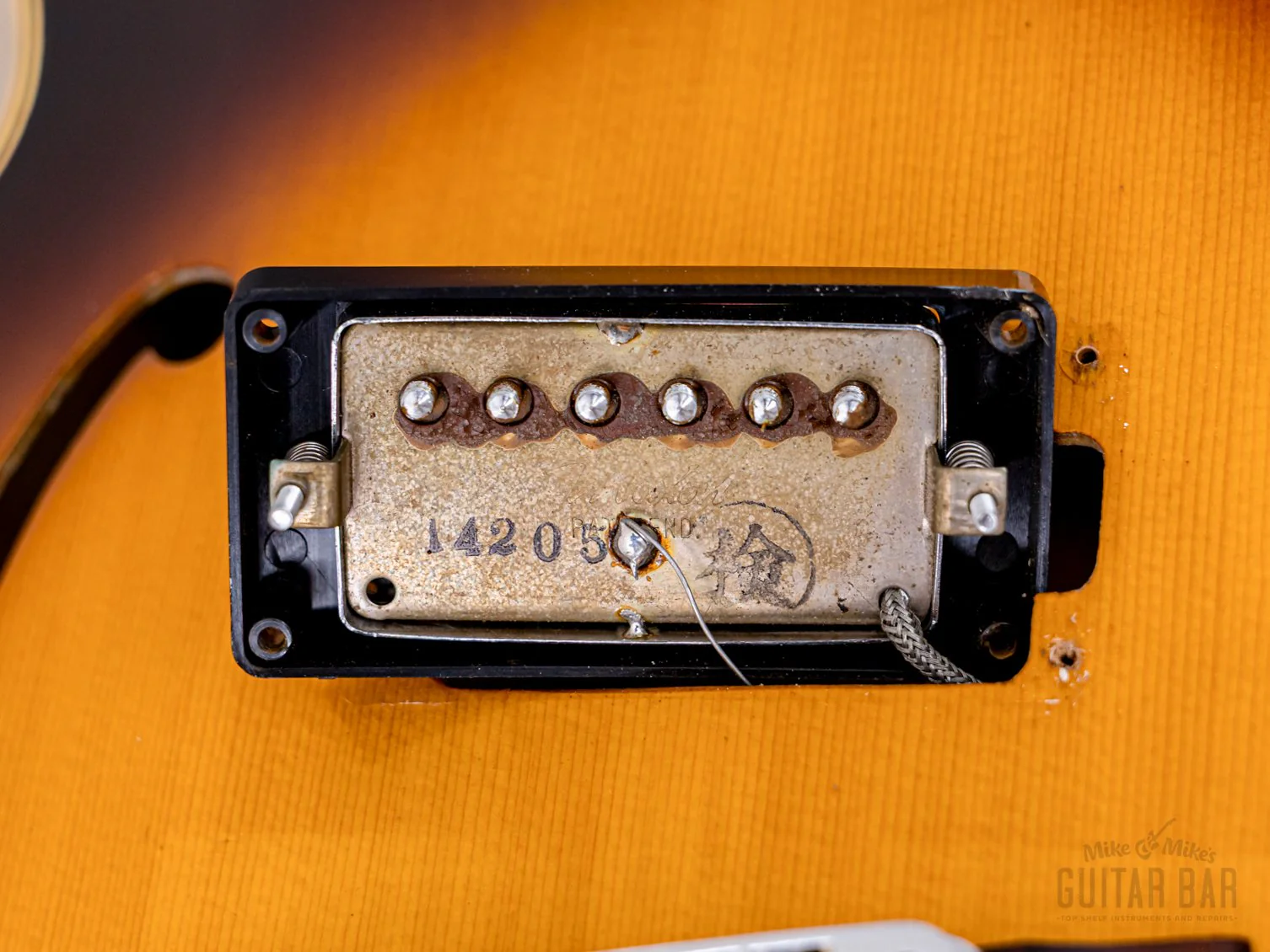 1974 Greco S-55 Vintage Hollowbody Guitar ES-175-Spec Sunburst w/ Embossed Pickups & Case, Japan Fujigen - Image 16