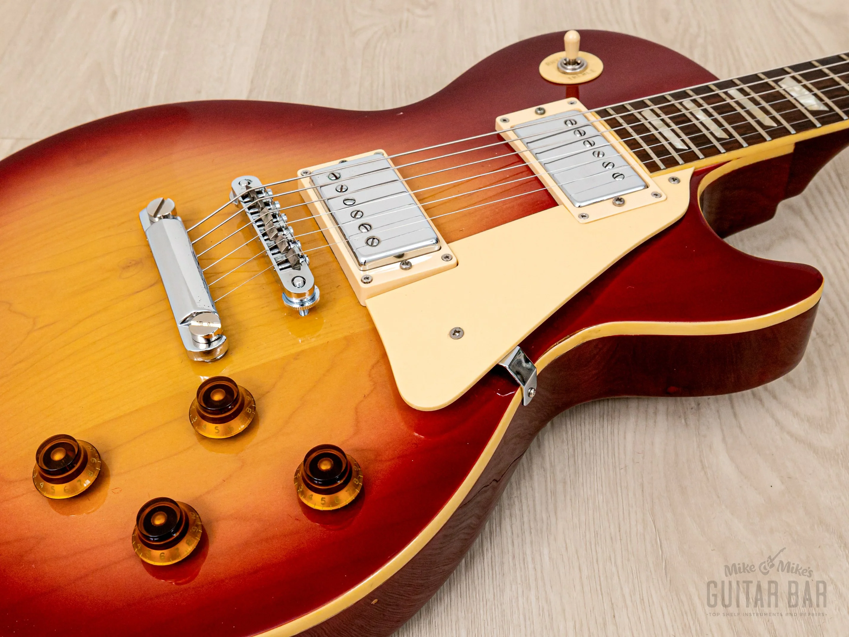 1975 Burny FLG-70 Les Paul Standard Vintage Guitar Cherry Sunburst, Near-Mint w/ Case, Japan Fernandes - Image 6