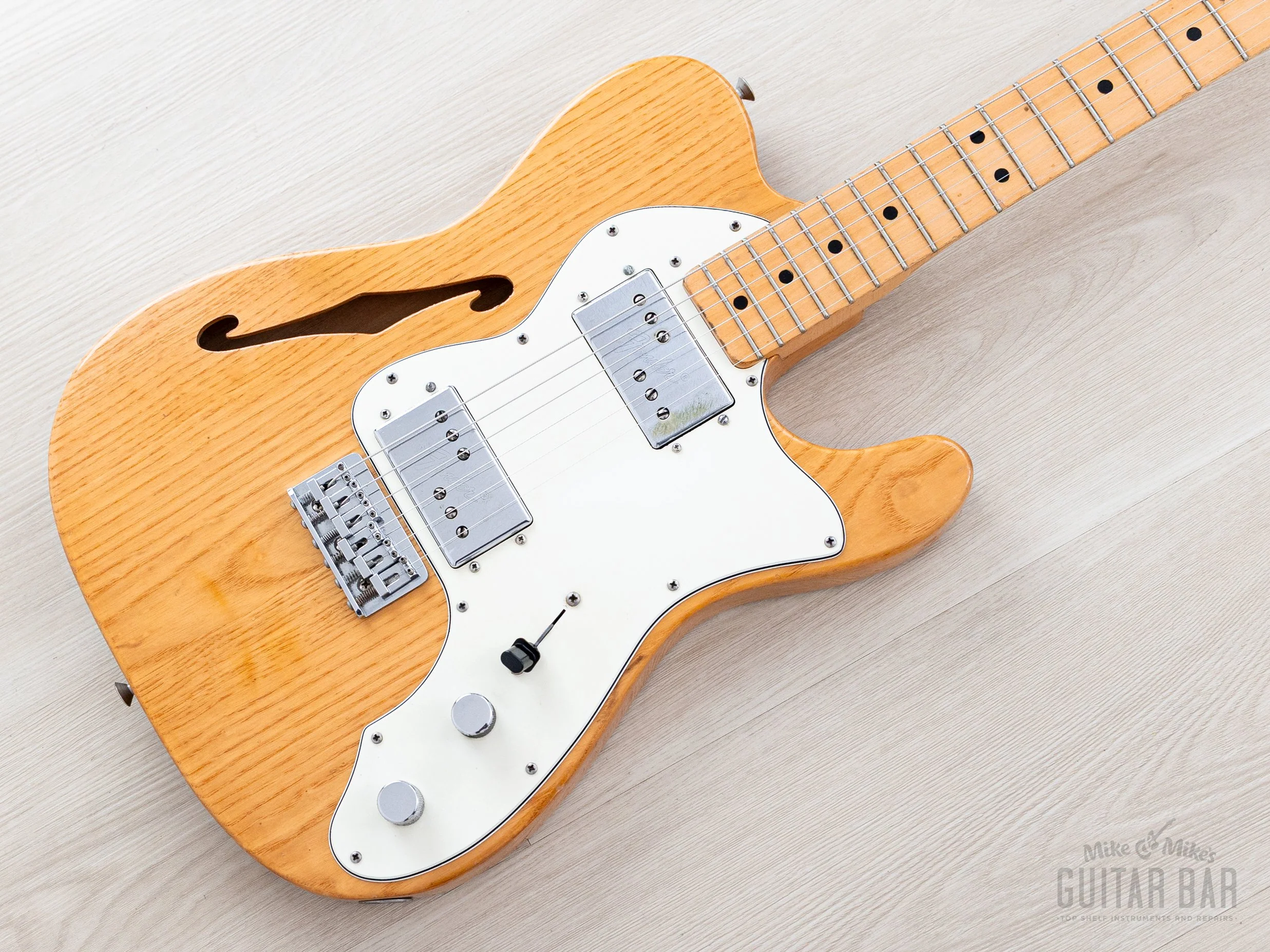 1975 Fender Telecaster Thinline Vintage Semi-Hollow Guitar Natural Ash w/ Seth Lover-Designed CuNiFe Wide Range, Case
