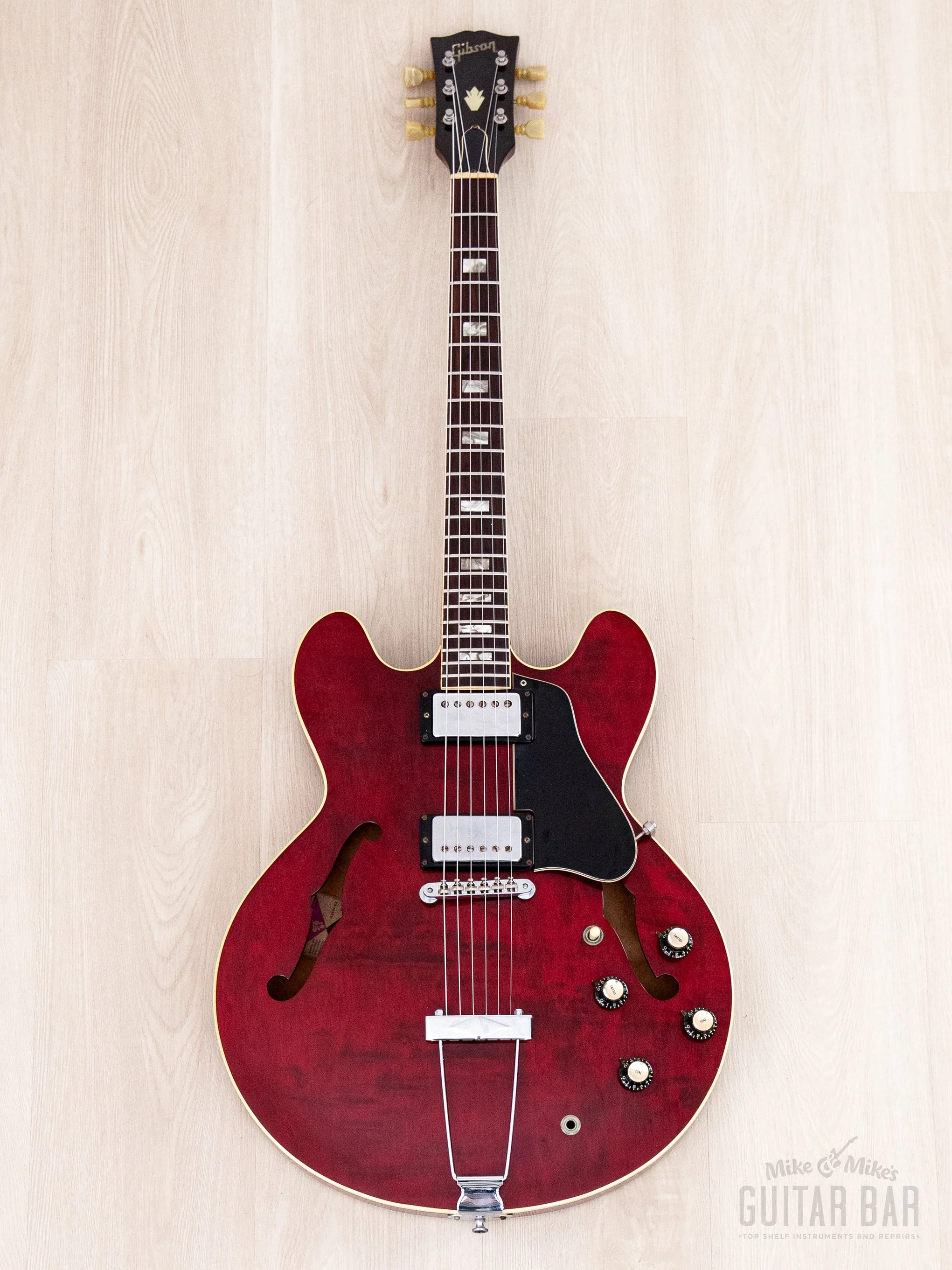 1975 Gibson ES-335 TDC Vintage Semi-Hollow Guitar Cherry Figured Maple w/ T Tops, Case - Image 2