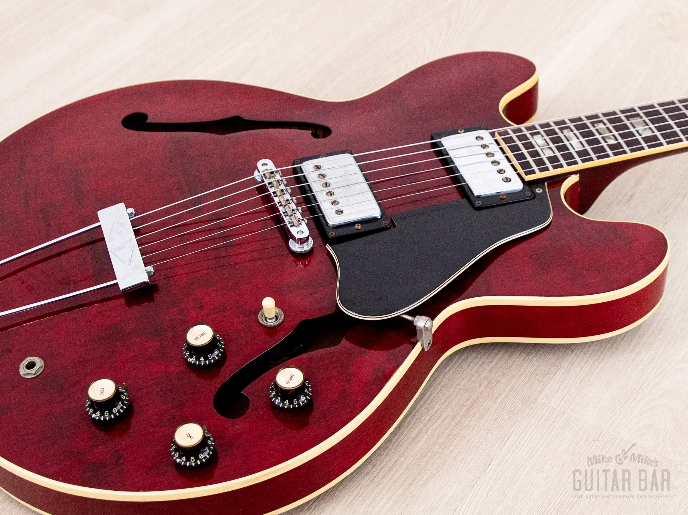 1975 Gibson ES-335 TDC Vintage Semi-Hollow Guitar Cherry Figured Maple w/ T Tops, Case - Image 7