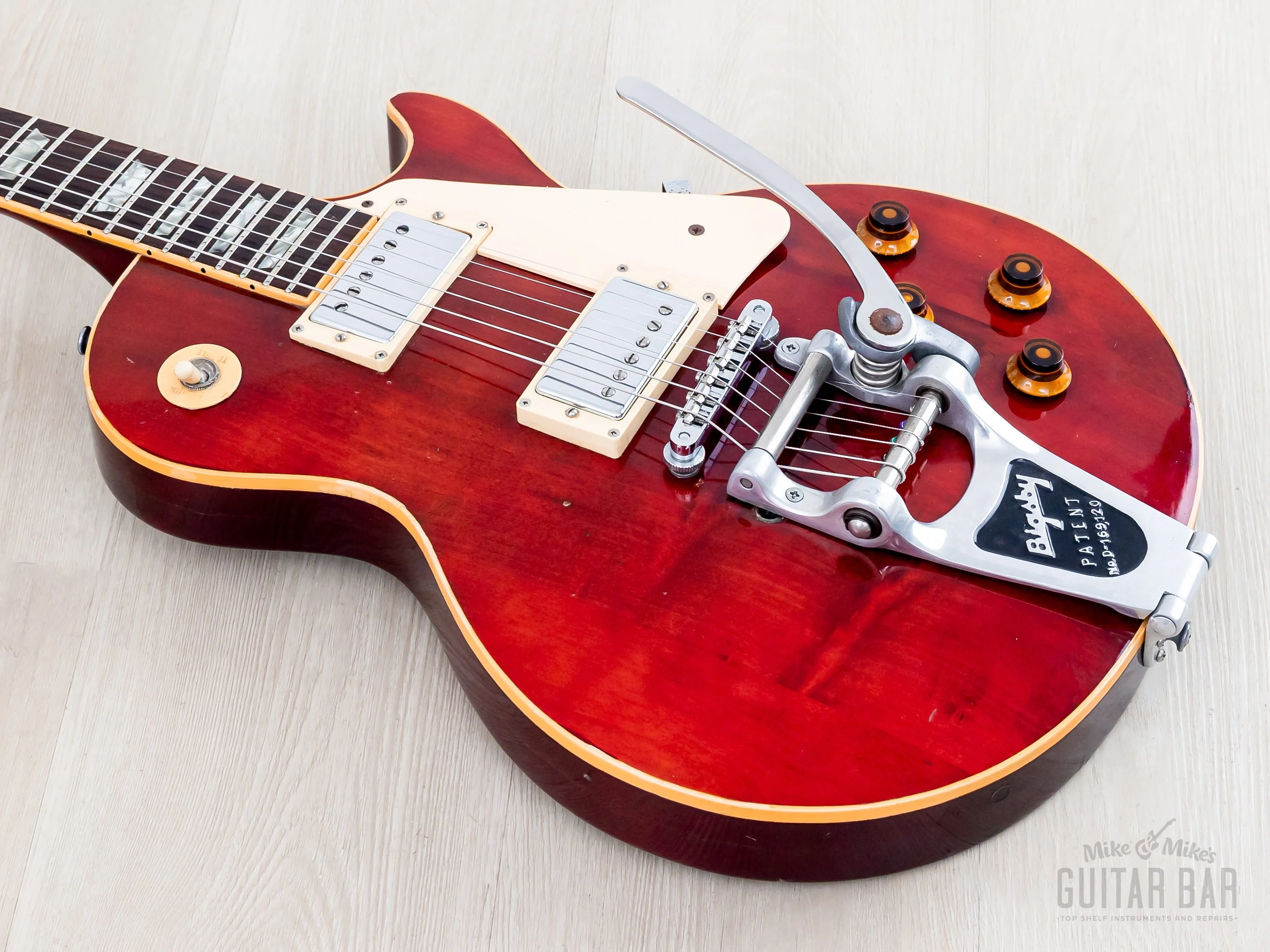1975 Gibson Les Paul Deluxe Vintage Guitar Cherry, Humbucker Conversion w/ 57 Classic PAFs, Bigsby B7 & Case - Image 10