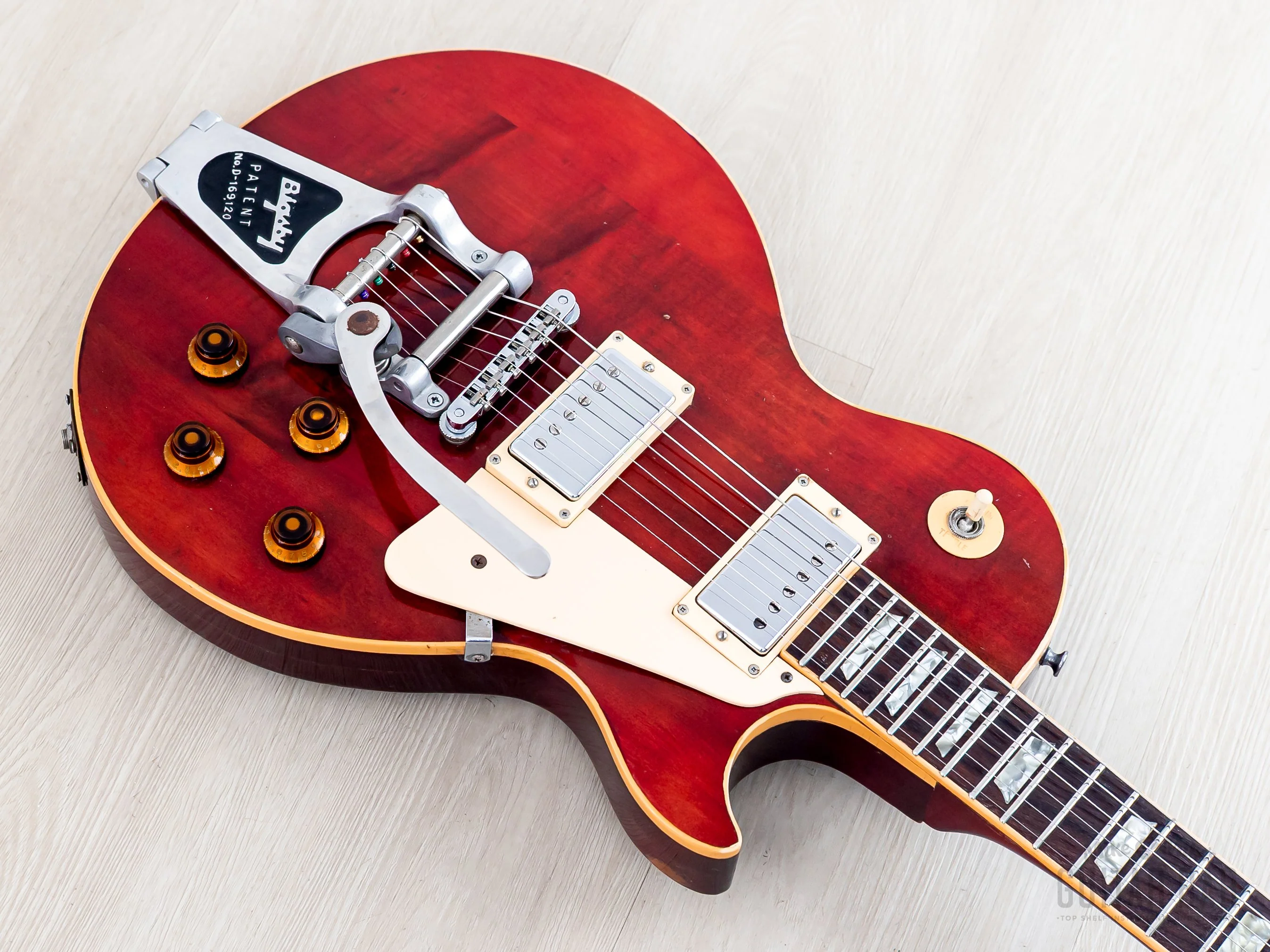 1975 Gibson Les Paul Deluxe Vintage Guitar Cherry, Humbucker Conversion w/ 57 Classic PAFs, Bigsby B7 & Case - Image 9