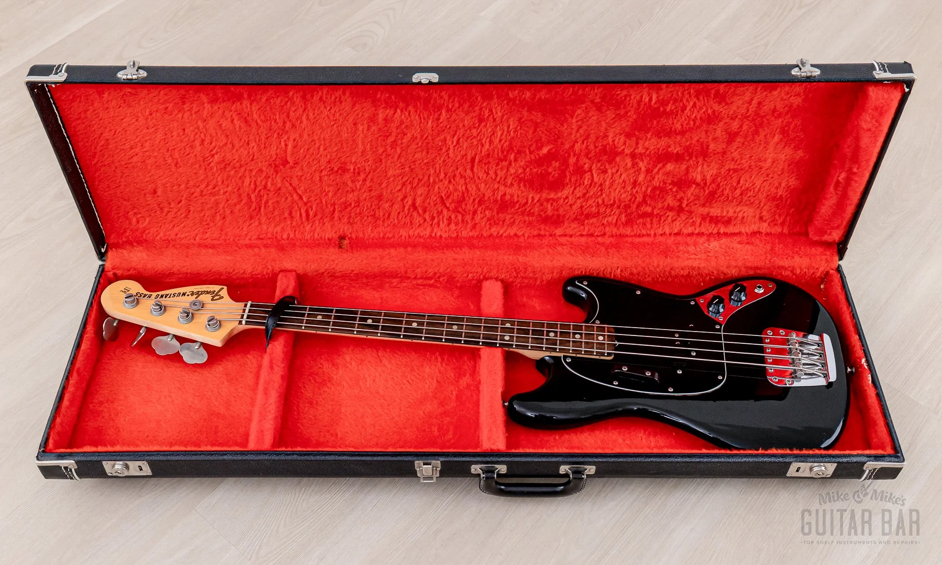 1976 Fender Mustang Bass Vintage Short Scale Bass Black 100% Original w/ Case - Image 22