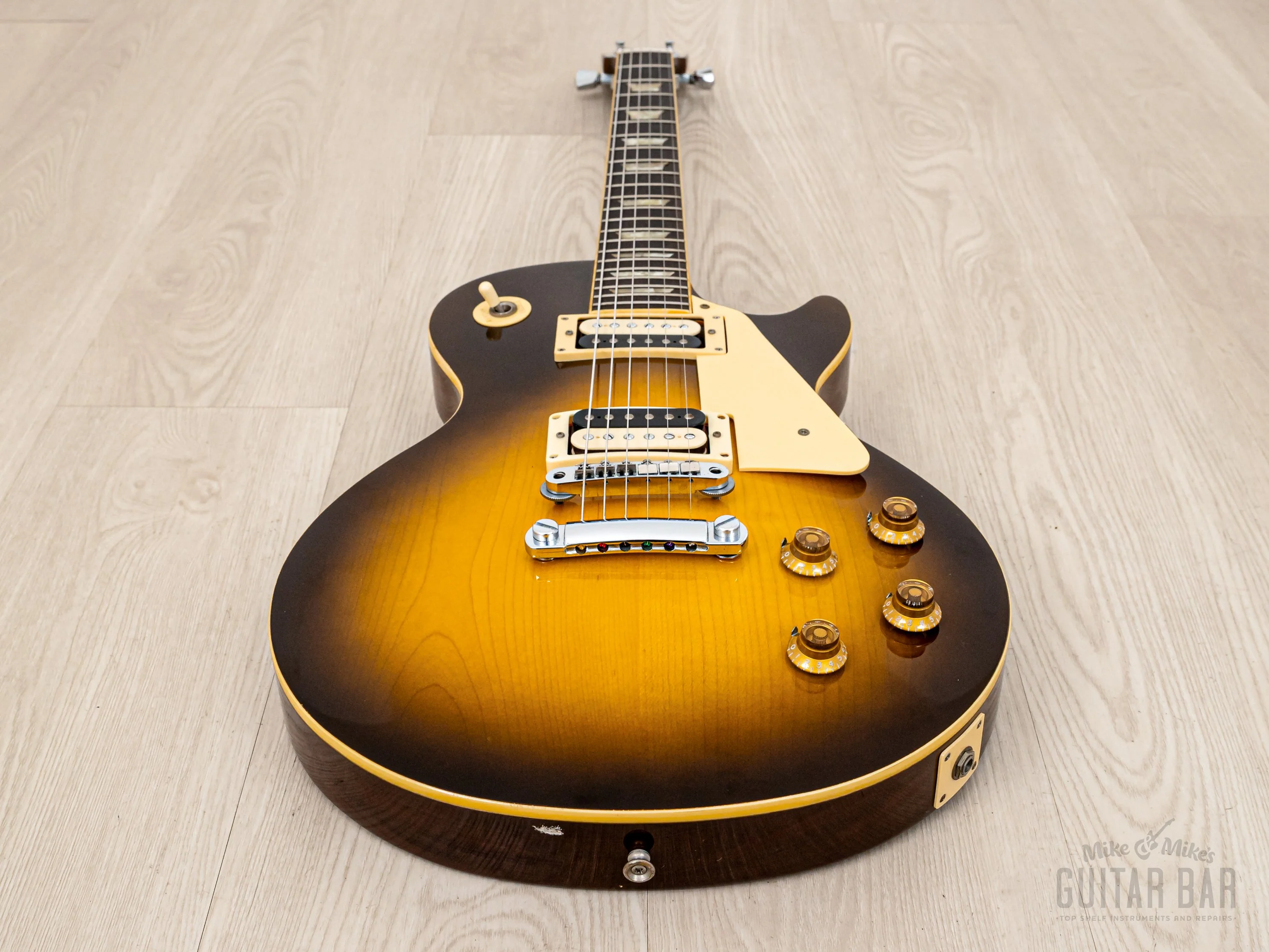 1977 Burny FLG-70 Les Paul Standard Vintage Guitar Tobacco Sunburst w/ Zebra Bobbins & Case, Japan Fernandes - Image 10