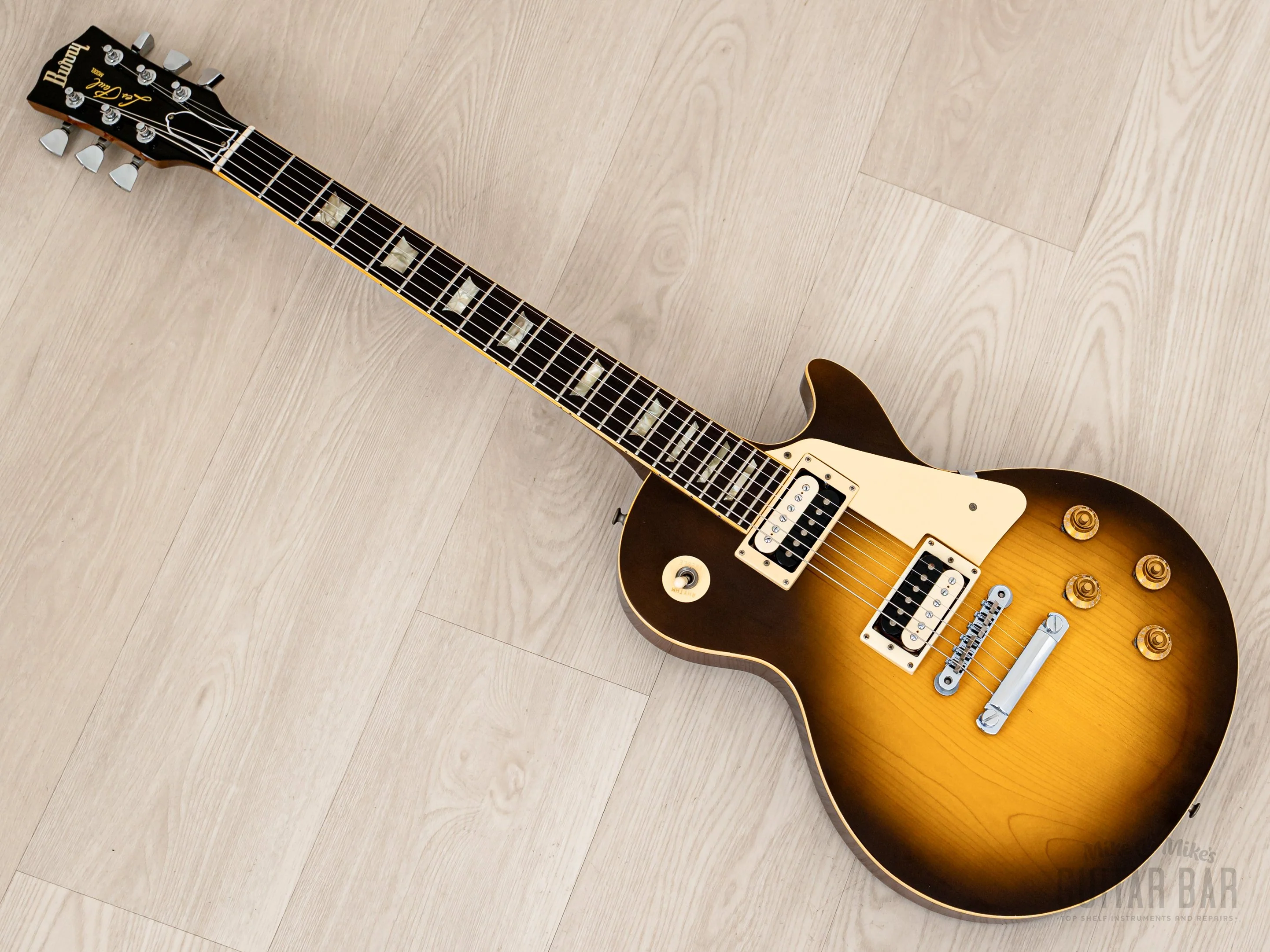 1977 Burny FLG-70 Les Paul Standard Vintage Guitar Tobacco Sunburst w/ Zebra Bobbins & Case, Japan Fernandes - Image 11