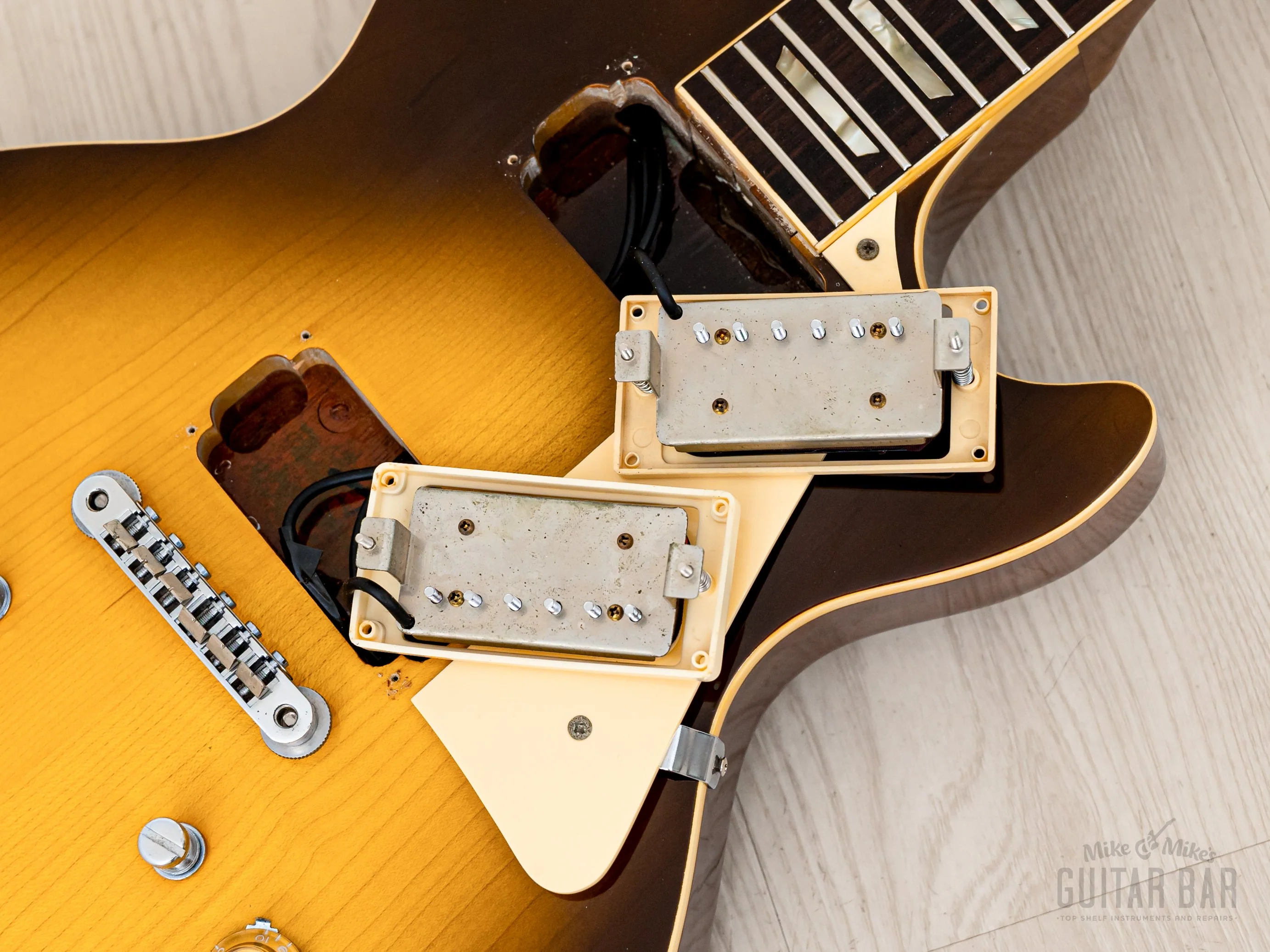 1977 Burny FLG-70 Les Paul Standard Vintage Guitar Tobacco Sunburst w/ Zebra Bobbins & Case, Japan Fernandes - Image 15