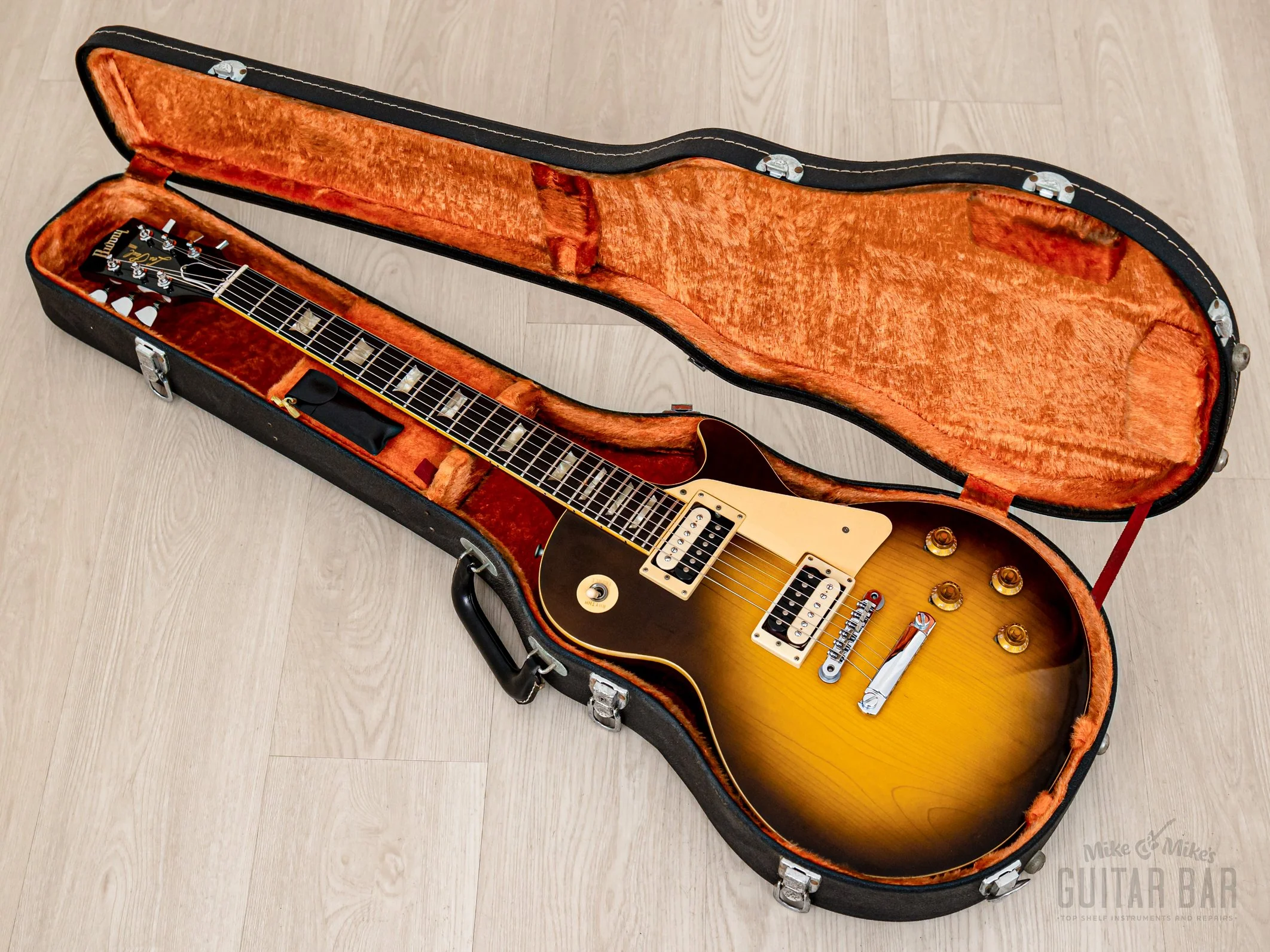 1977 Burny FLG-70 Les Paul Standard Vintage Guitar Tobacco Sunburst w/ Zebra Bobbins & Case, Japan Fernandes - Image 18