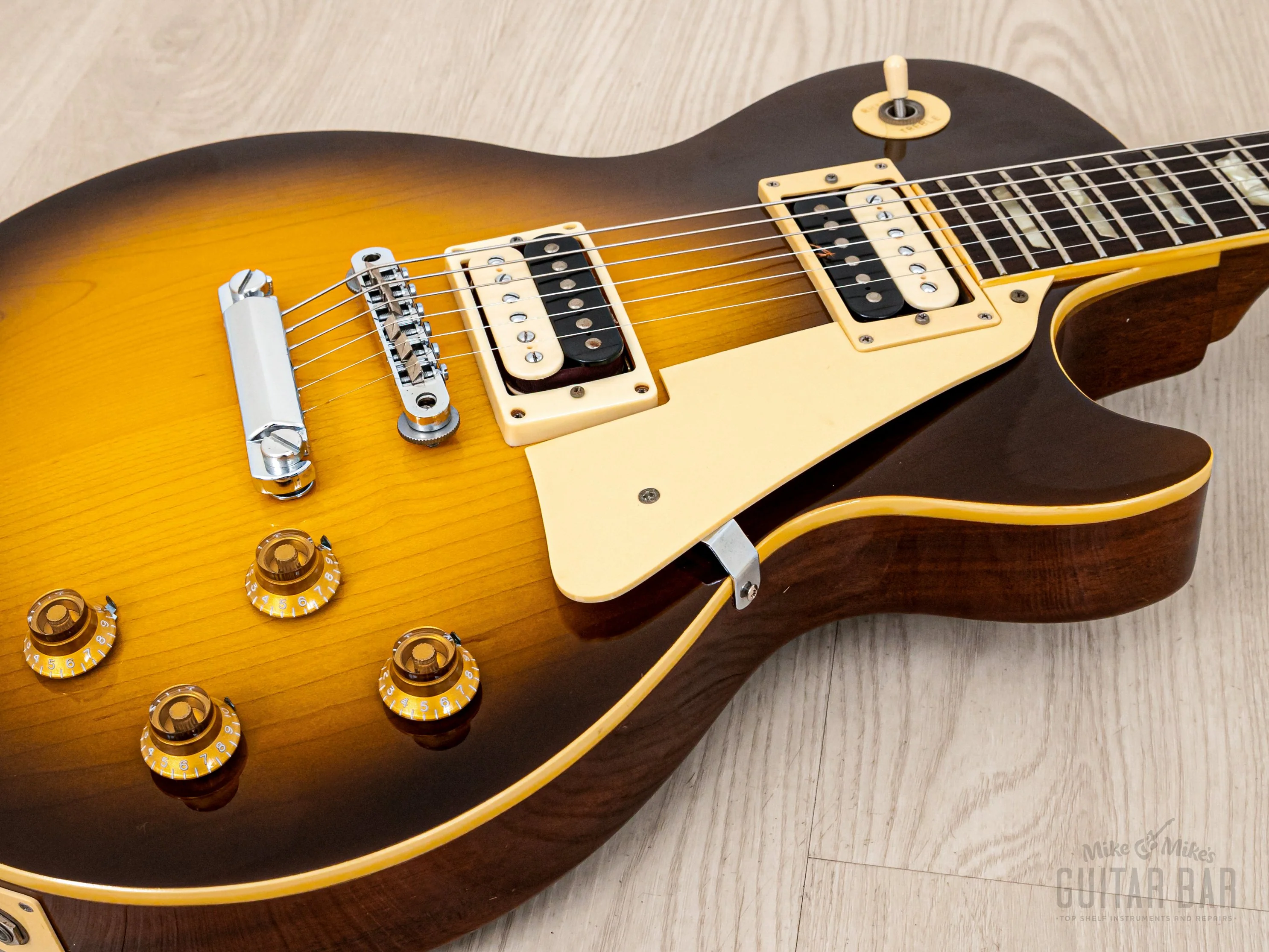 1977 Burny FLG-70 Les Paul Standard Vintage Guitar Tobacco Sunburst w/ Zebra Bobbins & Case, Japan Fernandes - Image 6