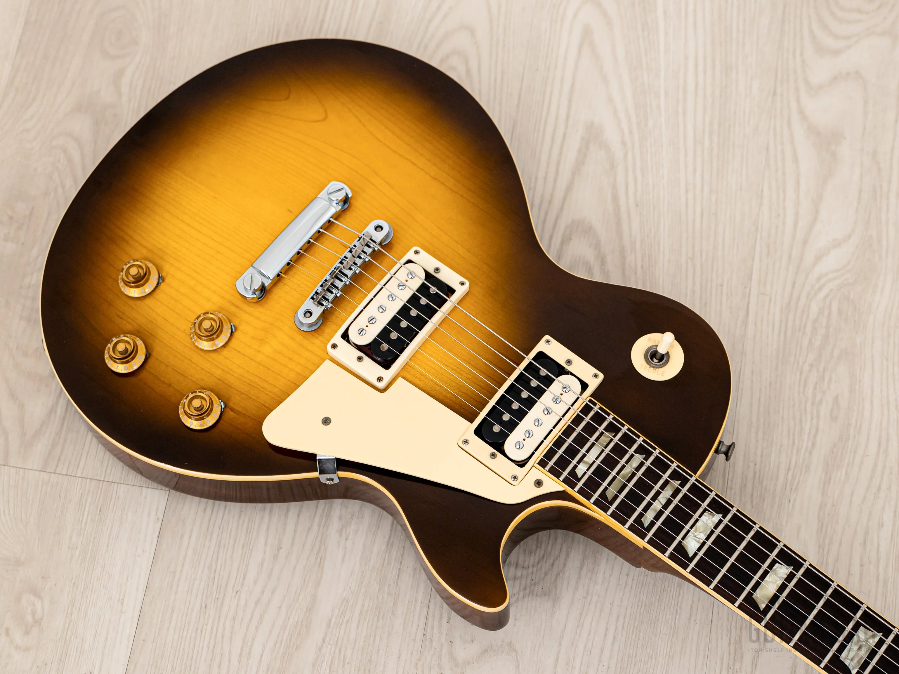 1977 Burny FLG-70 Les Paul Standard Vintage Guitar Tobacco Sunburst w/ Zebra Bobbins & Case, Japan Fernandes - Image 8
