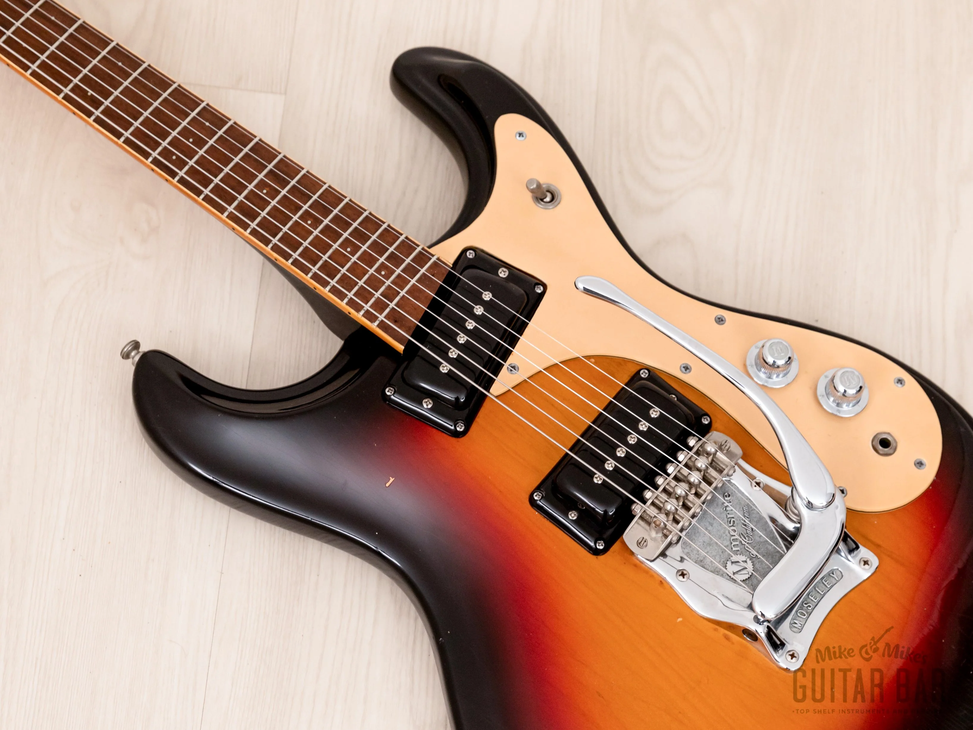 1978 Mosrite Ventures Model Vintage Guitar Sunburst w/ Moseley Vibrato, Case - Image 7