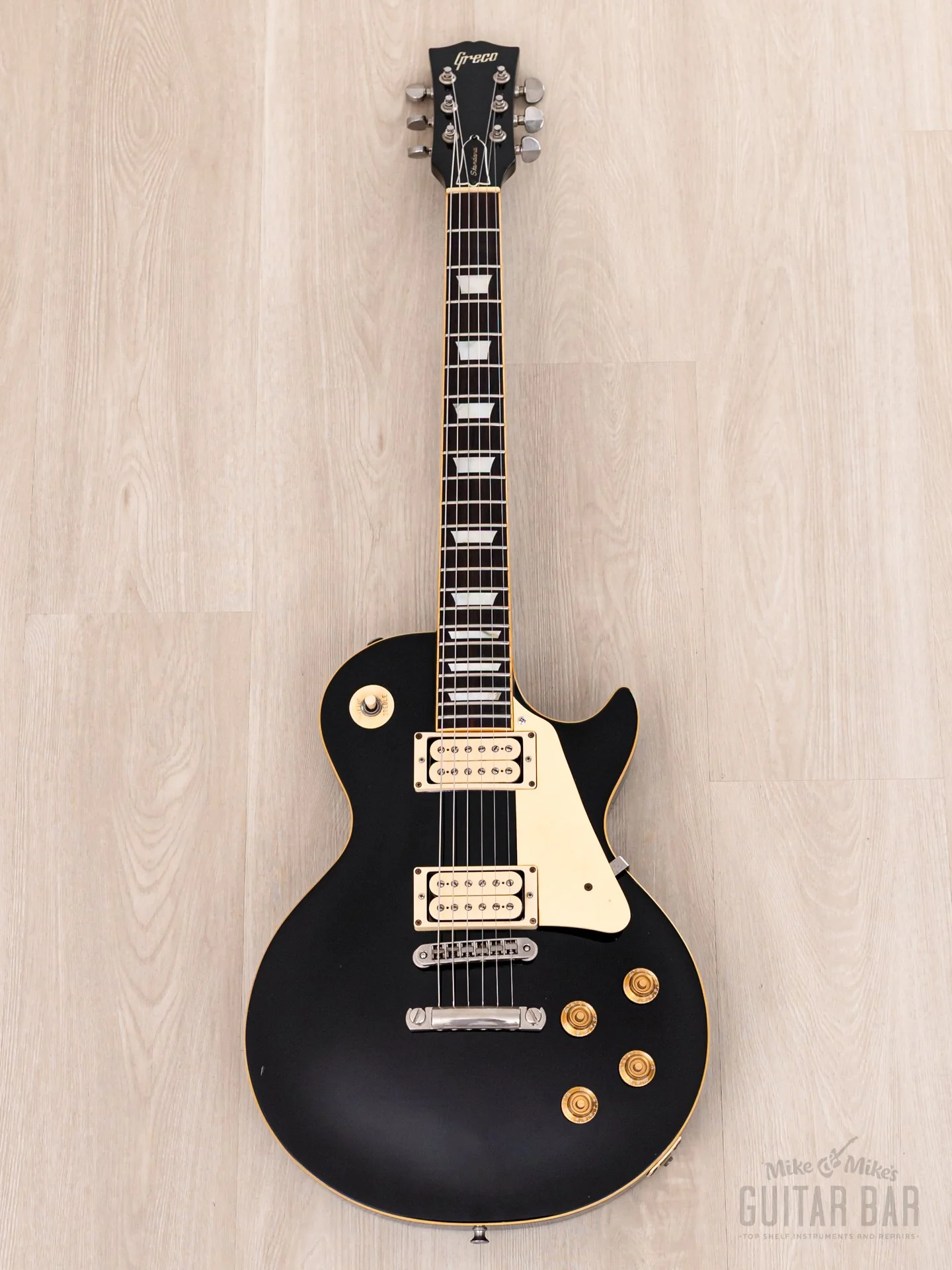 1979 Greco EG800 Standard Vintage Electric Guitar Black w/ Maxon PU-0 Humbuckers, Japan Fujigen - Image 2