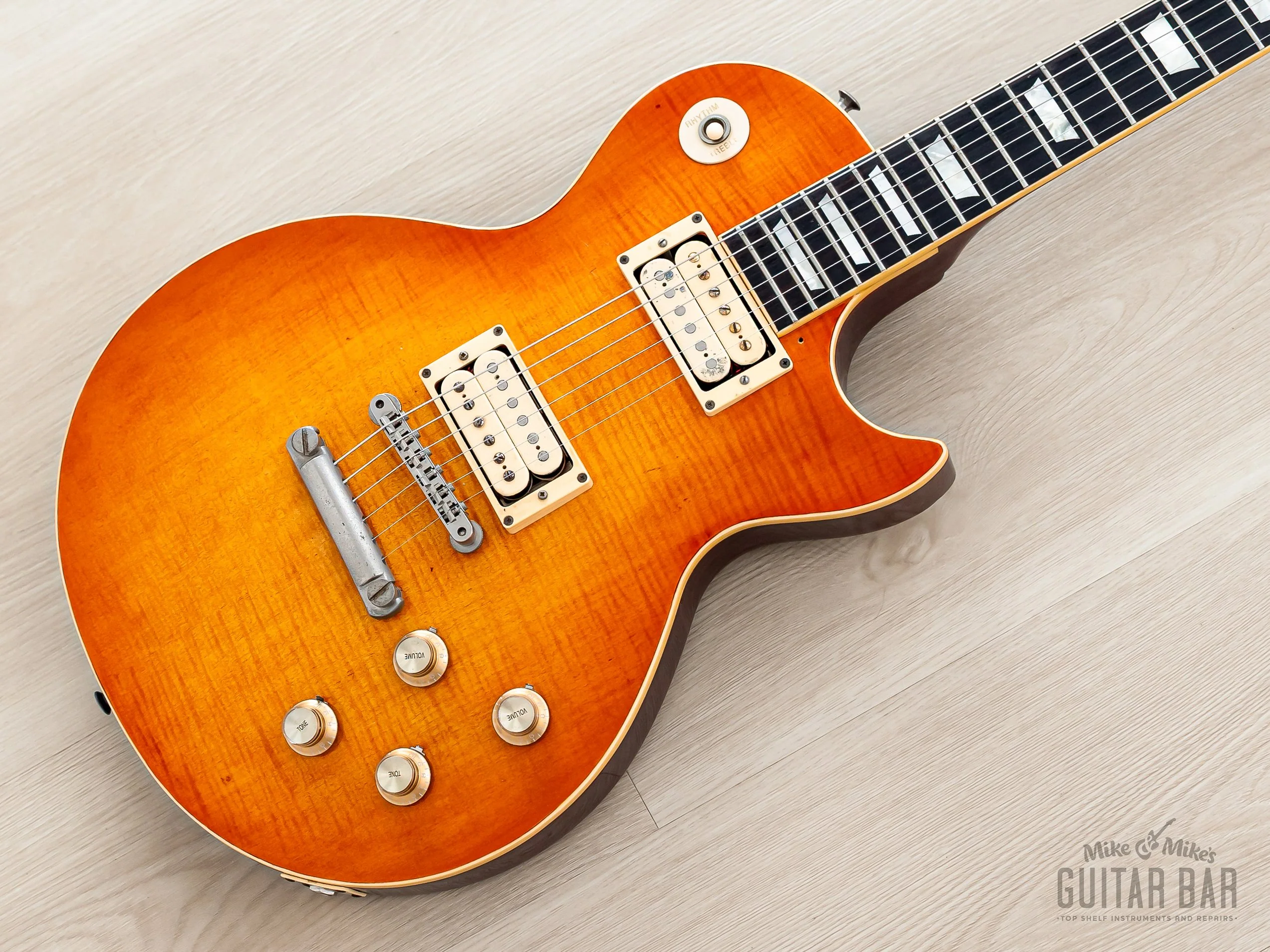 1979 Greco EG850 Limited Edition Flame Top Burst Cherry Sunburst w/ Ebony Board, Maxon PU-2s & Case, Japan Fujigen
