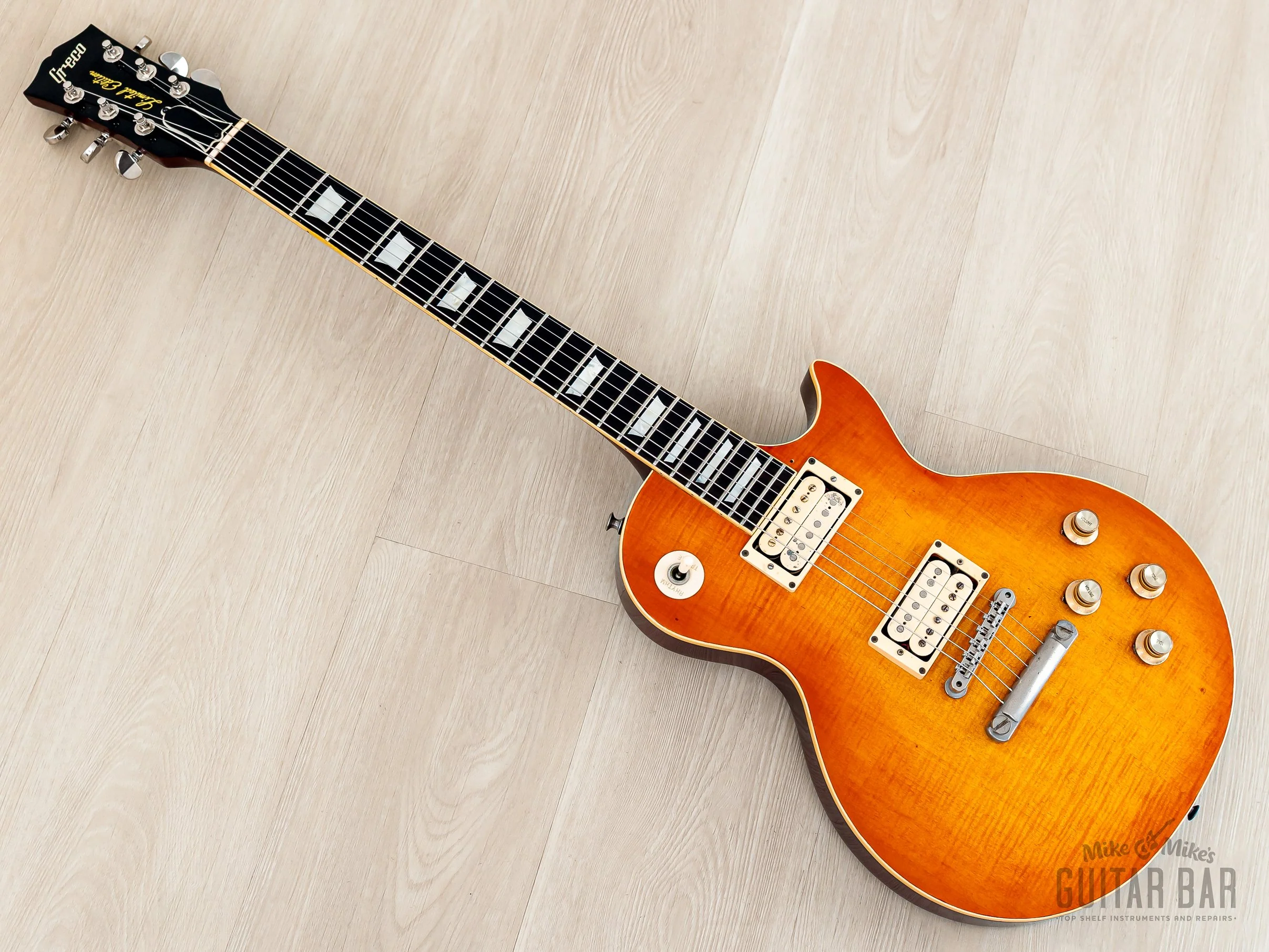1979 Greco EG850 Limited Edition Flame Top Burst Cherry Sunburst w/ Ebony Board, Maxon PU-2s & Case, Japan Fujigen - Image 11