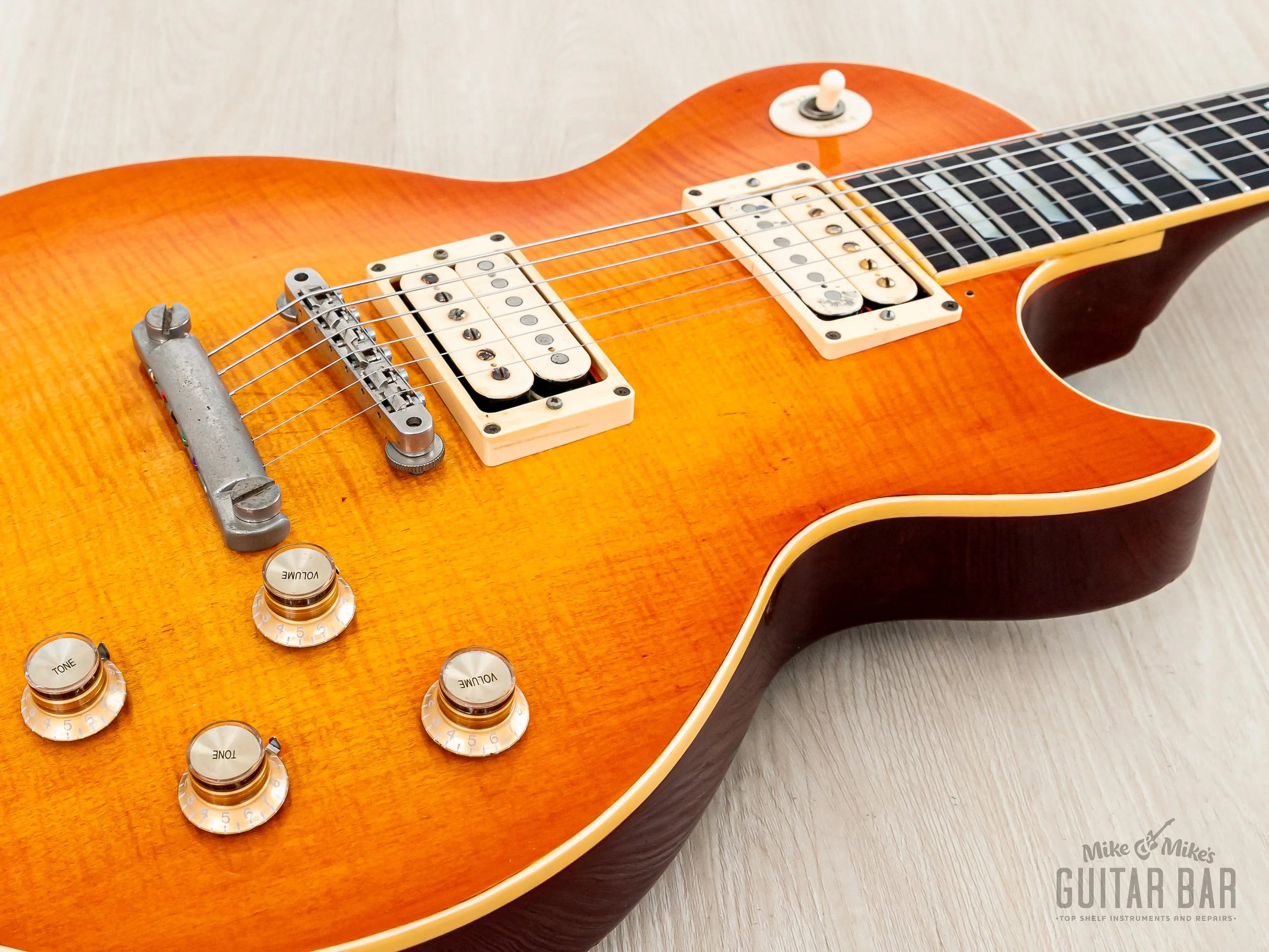 1979 Greco EG850 Limited Edition Flame Top Burst Cherry Sunburst w/ Ebony Board, Maxon PU-2s & Case, Japan Fujigen - Image 6