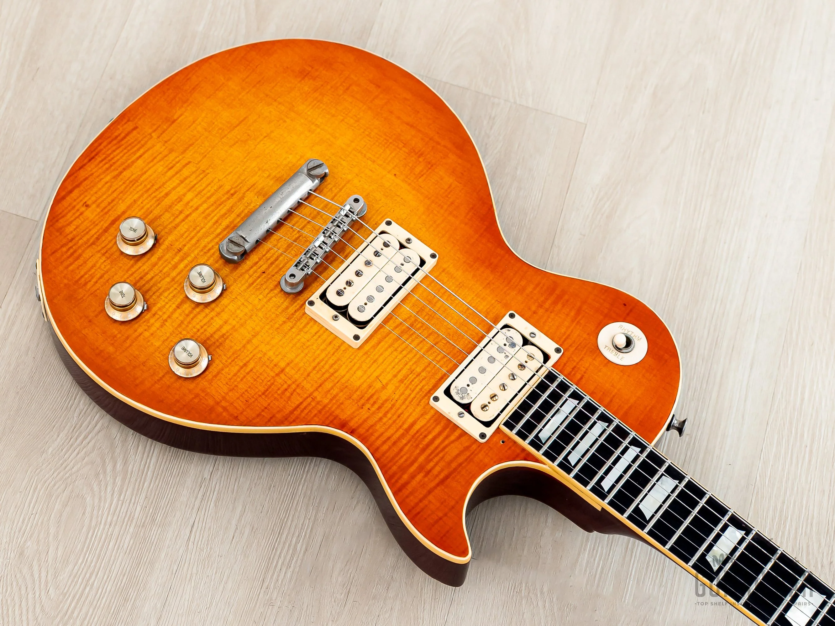 1979 Greco EG850 Limited Edition Flame Top Burst Cherry Sunburst w/ Ebony Board, Maxon PU-2s & Case, Japan Fujigen - Image 8
