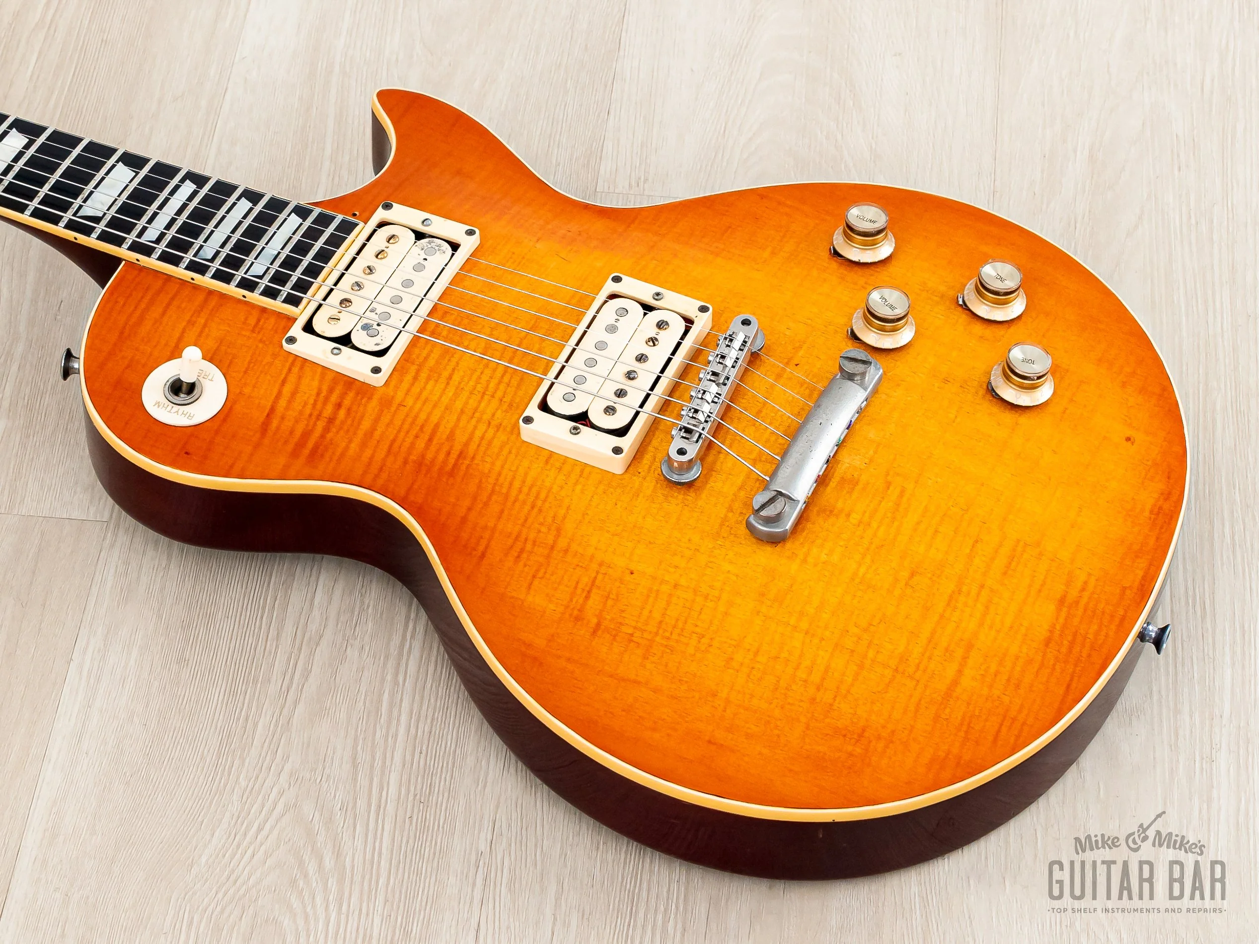 1979 Greco EG850 Limited Edition Flame Top Burst Cherry Sunburst w/ Ebony Board, Maxon PU-2s & Case, Japan Fujigen - Image 9