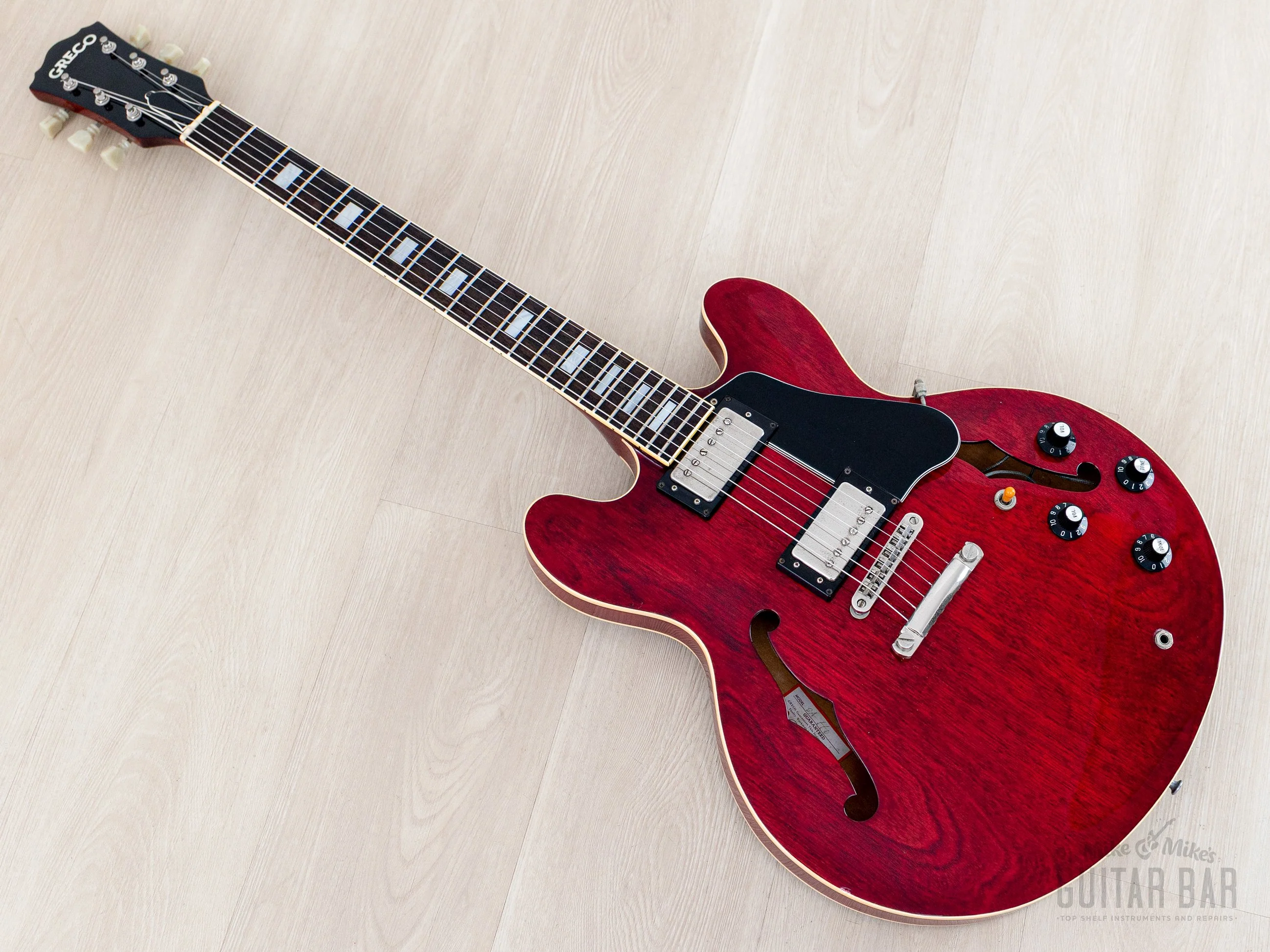 1979 Greco SA-550 Vintage ES Guitar Cherry, Near-Mint w/ Maxon U-1000 & Case, Japan Fujigen - Image 11